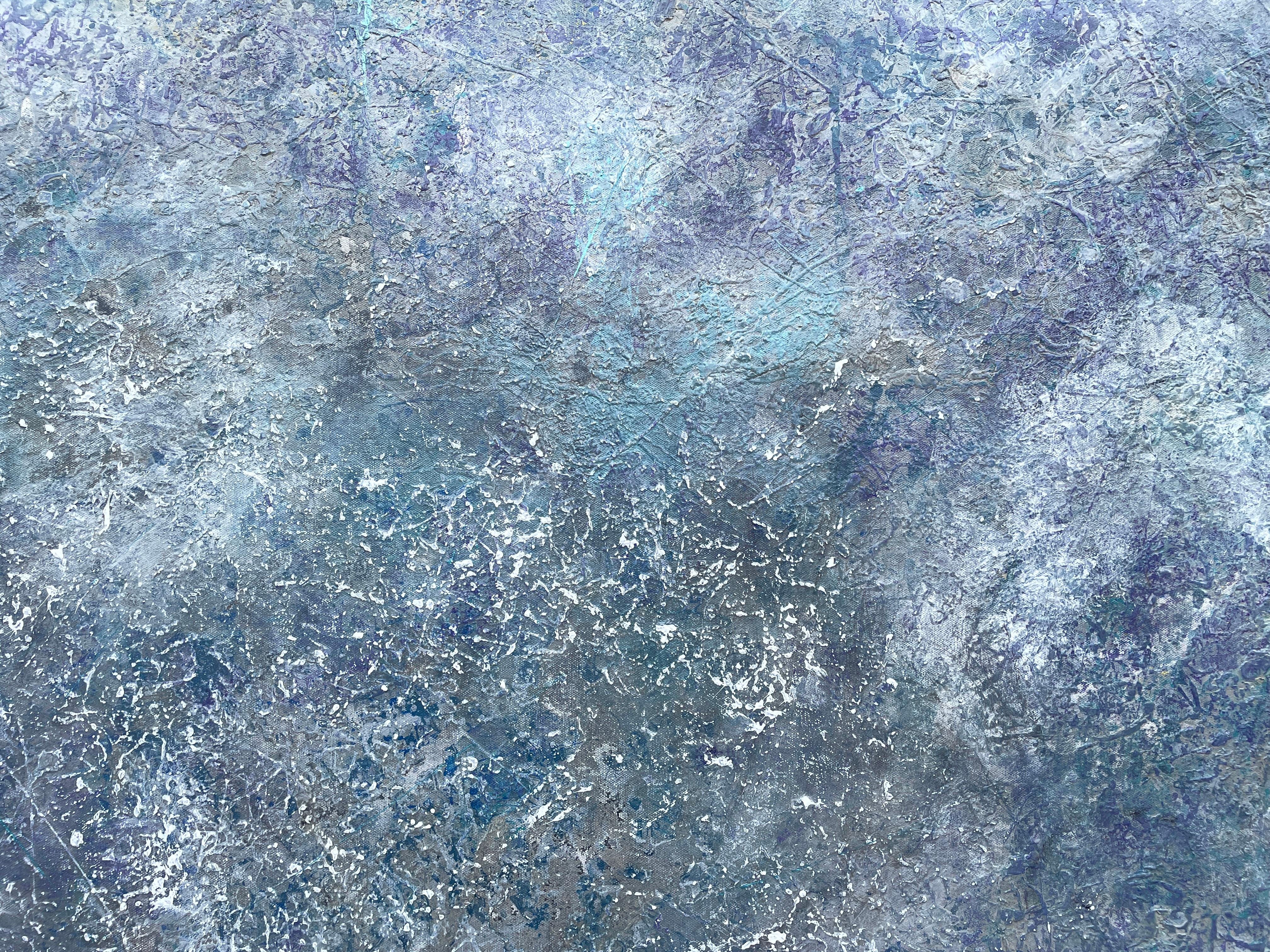 „Galaxy Quest“ von Lori Poncsak – Abstrakter Expressionismus in Silber, Weiß und Grau im Angebot 2
