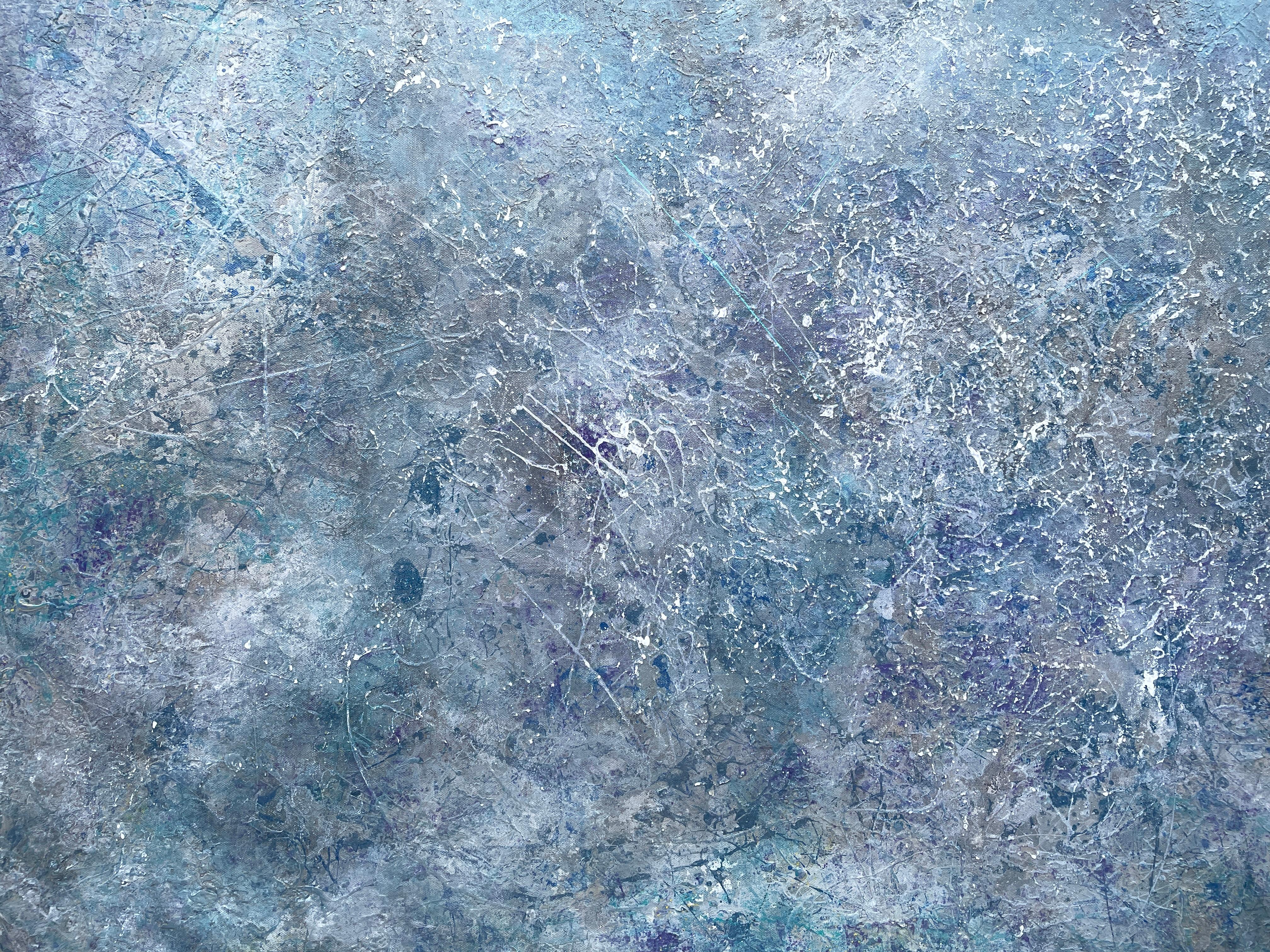 „Galaxy Quest“ von Lori Poncsak – Abstrakter Expressionismus in Silber, Weiß und Grau im Angebot 3