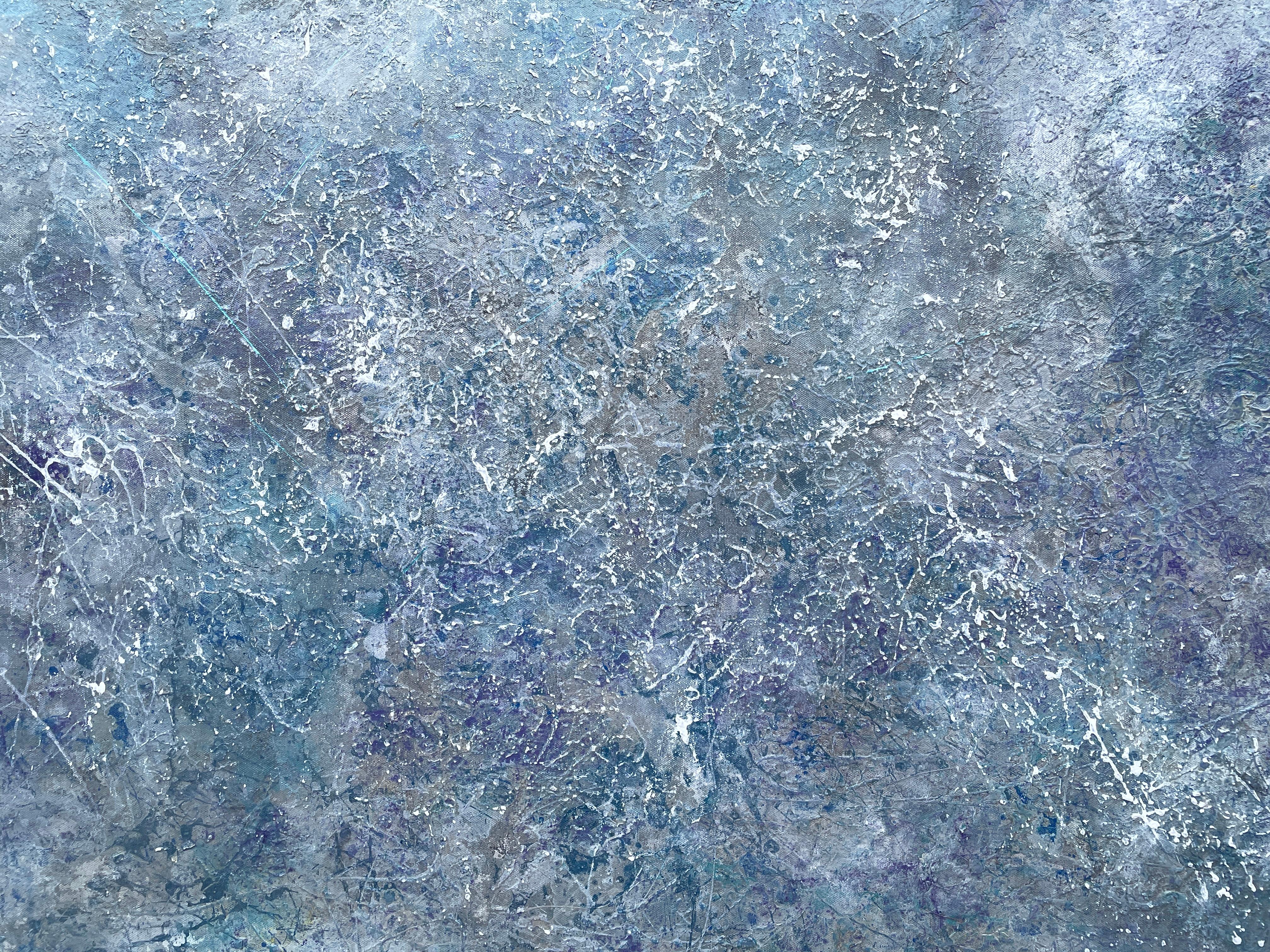 „Galaxy Quest“ von Lori Poncsak – Abstrakter Expressionismus in Silber, Weiß und Grau im Angebot 4