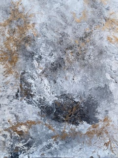 'Gold Veins' by Lori Poncsak - Silver, Gold, and Gray Abstract Expressionism