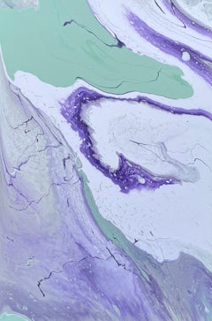 'Incoming Tide' by Lori Poncsak - Vibrant Purple and Green Marble Abstract