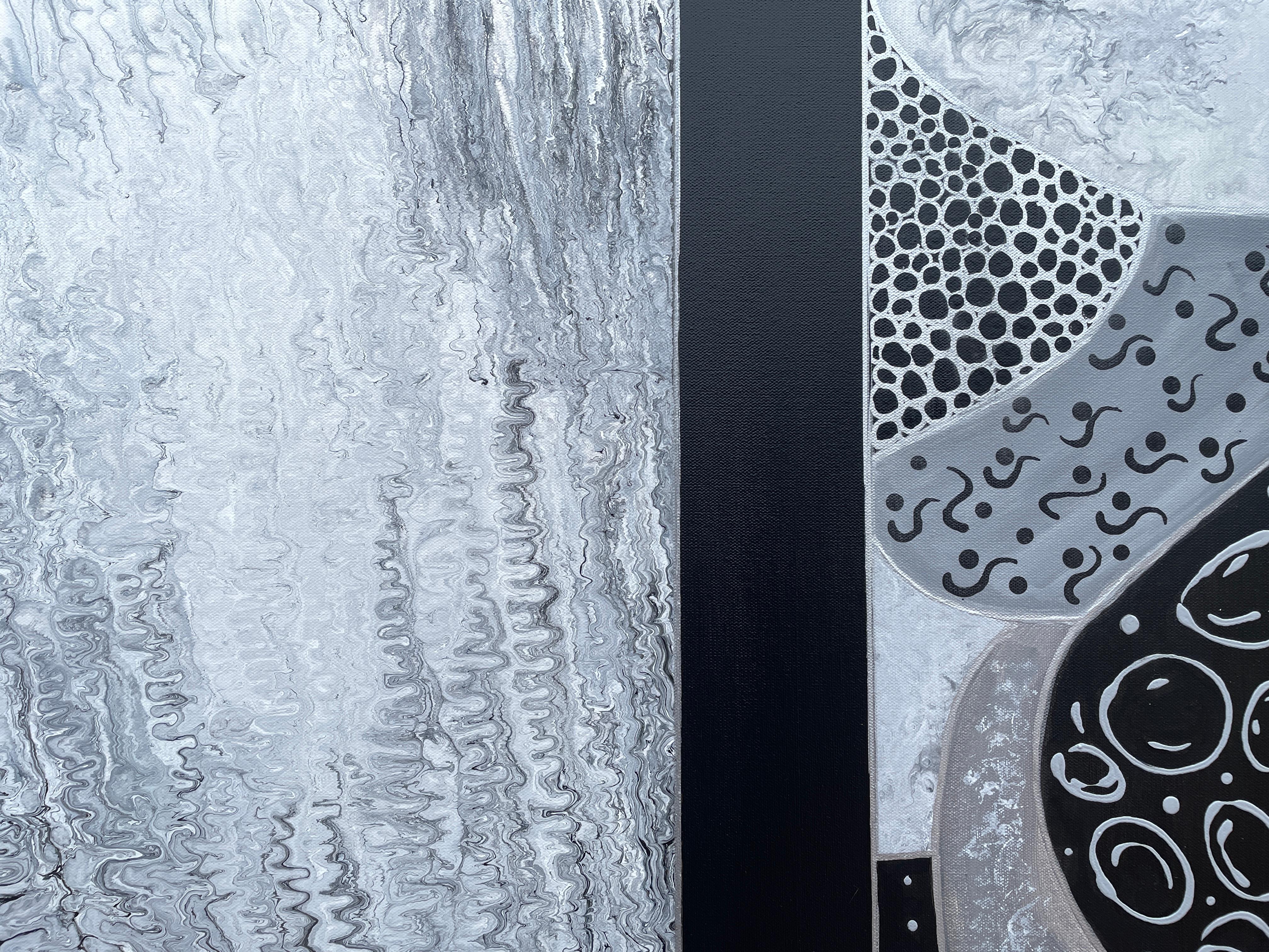 'Le Porte - The Door' by Lori Poncsak - Large Black and Silver Abstract Painting For Sale 4