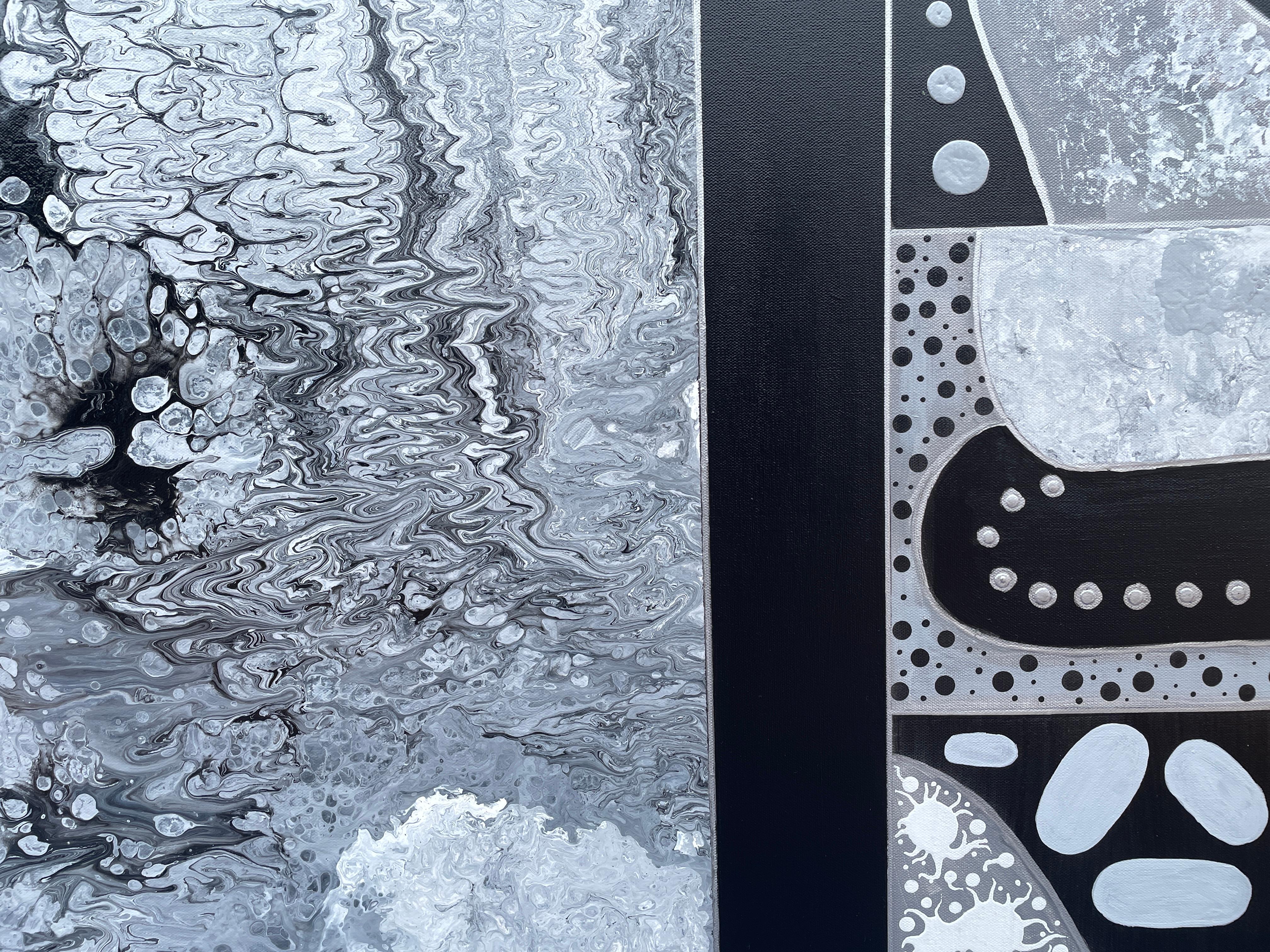 'Le Porte - The Door' by Lori Poncsak - Large Black and Silver Abstract Painting For Sale 5