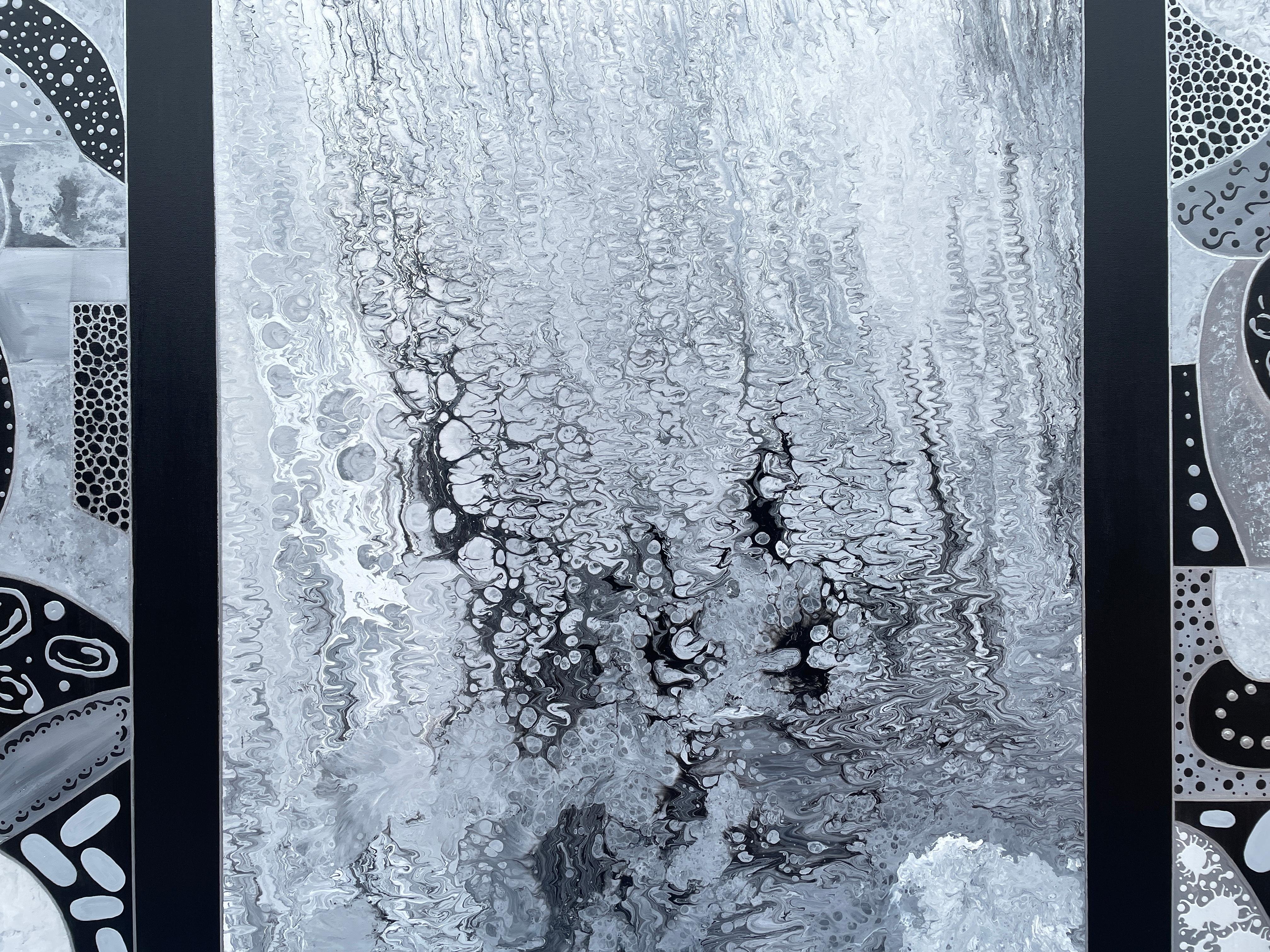'Le Porte - The Door' by Lori Poncsak - Large Black and Silver Abstract Painting For Sale 6