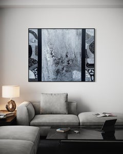 "Le Porte - The Door" - Large Geometric Fluid Abstract in Black and Silver