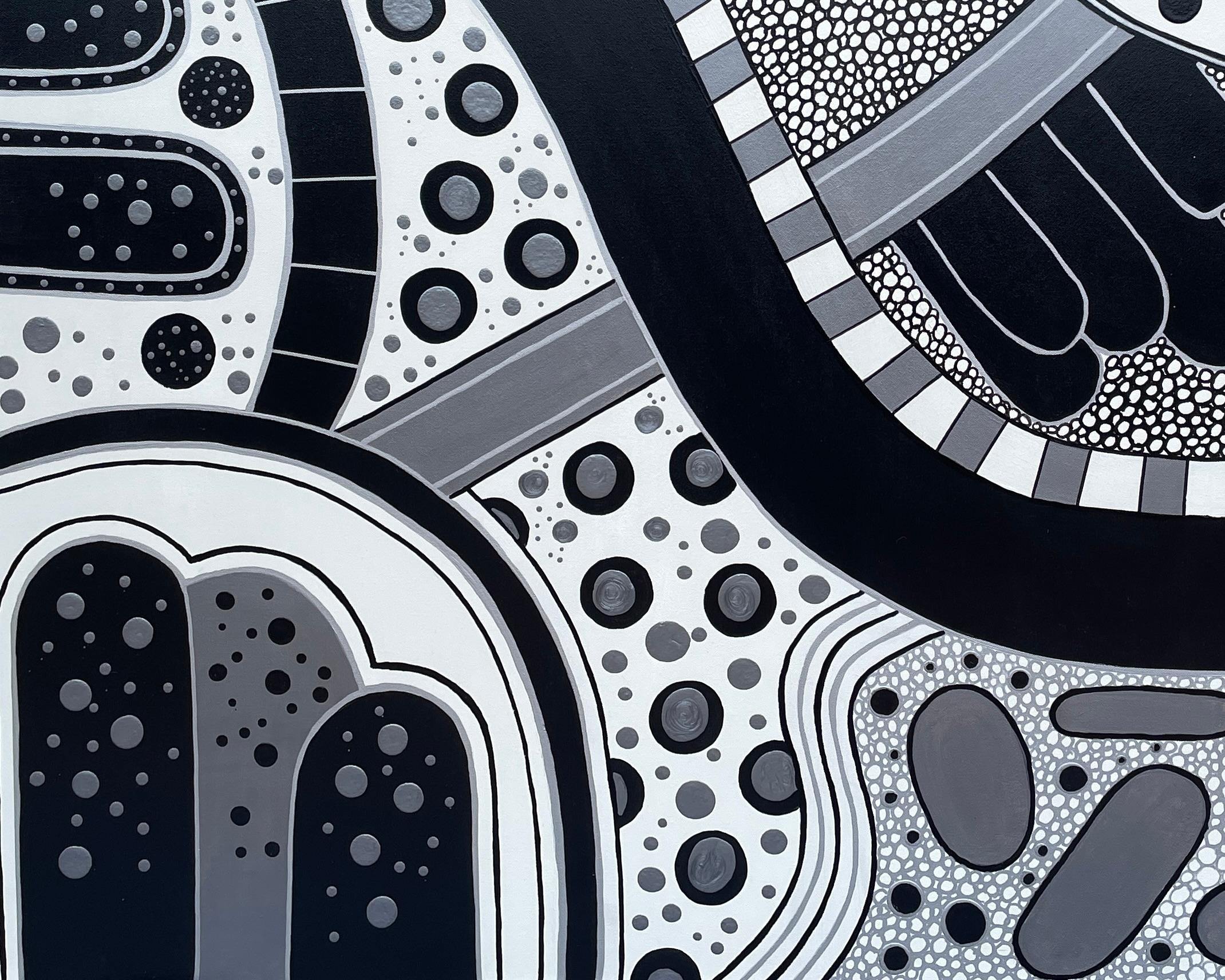 „Night Roads“ von Lori Poncsak – Abstrakte Stadtlandschaft – Abstrakte geometrische Abstraktion im Angebot 9