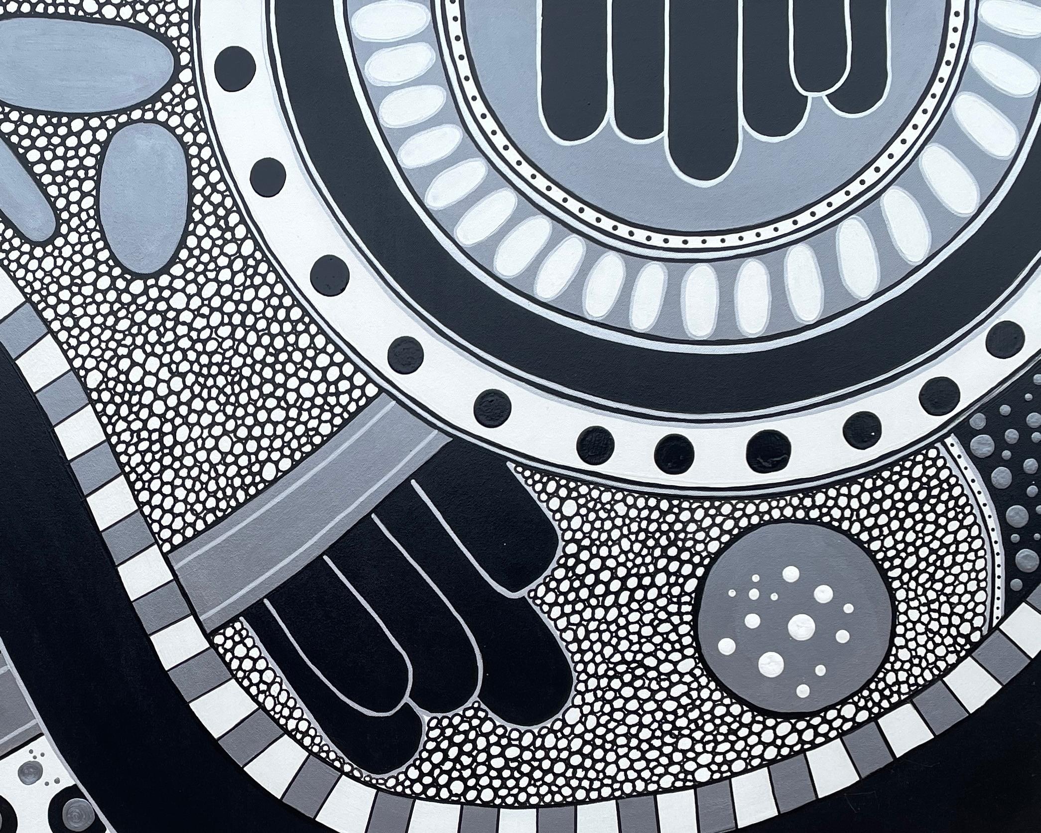 „Night Roads“ von Lori Poncsak �– Abstrakte Stadtlandschaft – Abstrakte geometrische Abstraktion im Angebot 10