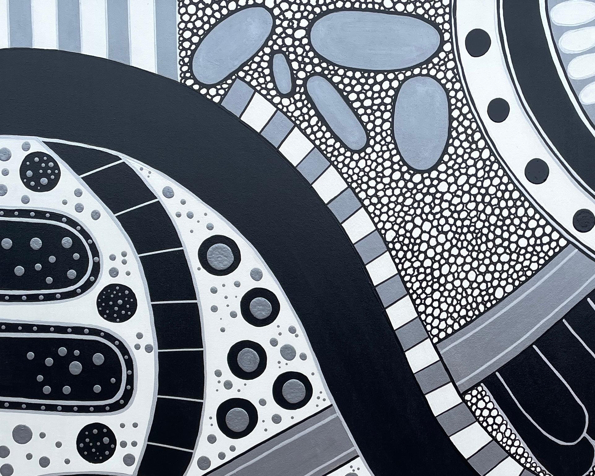 „Night Roads“ von Lori Poncsak – Abstrakte Stadtlandschaft – Abstrakte geometrische Abstraktion im Angebot 7