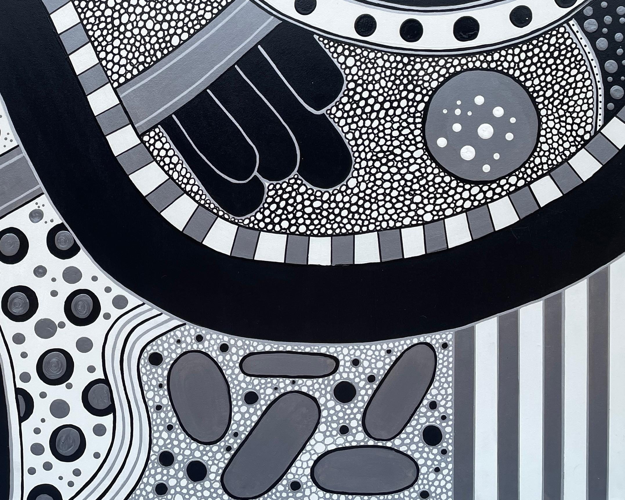 „Night Roads“ von Lori Poncsak – Abstrakte Stadtlandschaft – Abstrakte geometrische Abstraktion im Angebot 8