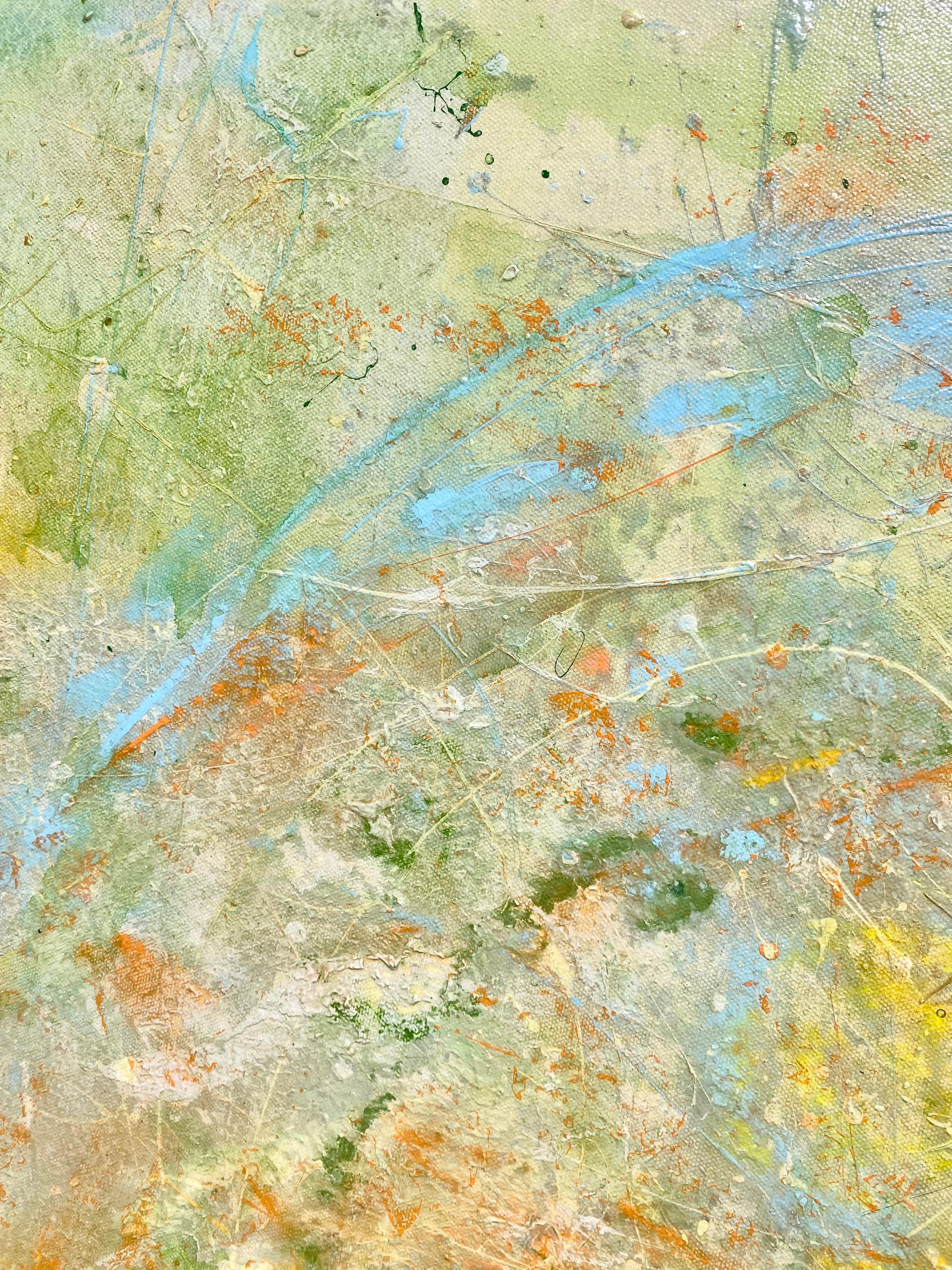 'Pastoral' by Lori Poncsak - Colorful Vibrant Splatter Abstract Painting For Sale 2