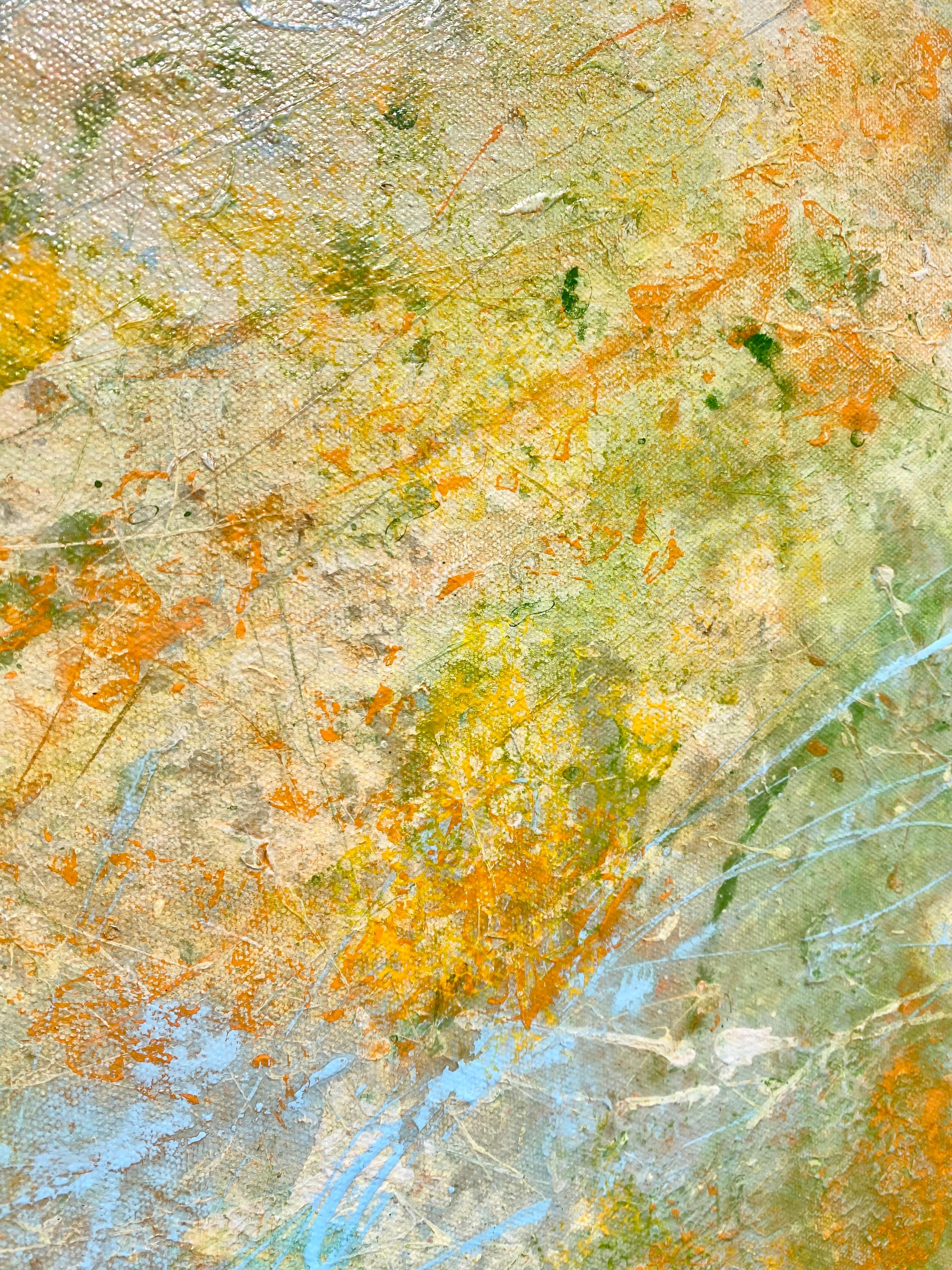 'Pastoral' by Lori Poncsak - Colorful Vibrant Splatter Abstract Painting For Sale 4
