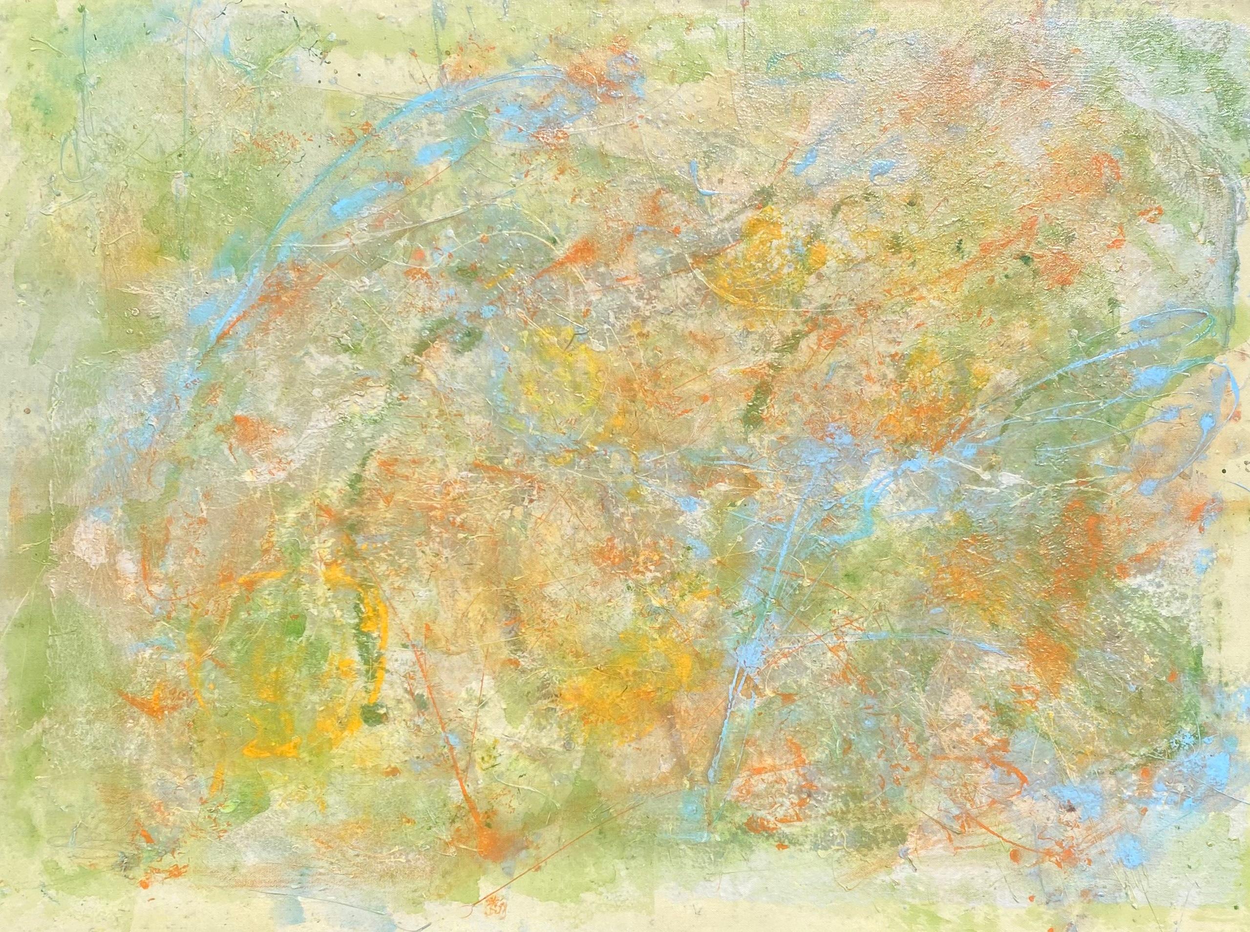 Pastorale" di Lori Poncsak - Pittura astratta colorata e vibrante
