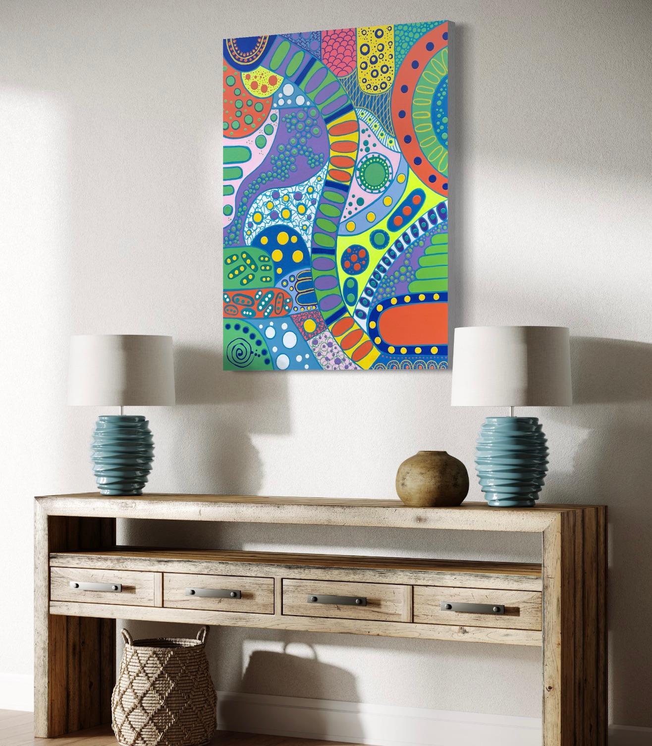 'Paths' by Lori Poncsak - Contemporary Colorful Palette Geometric Abstract Art For Sale 8
