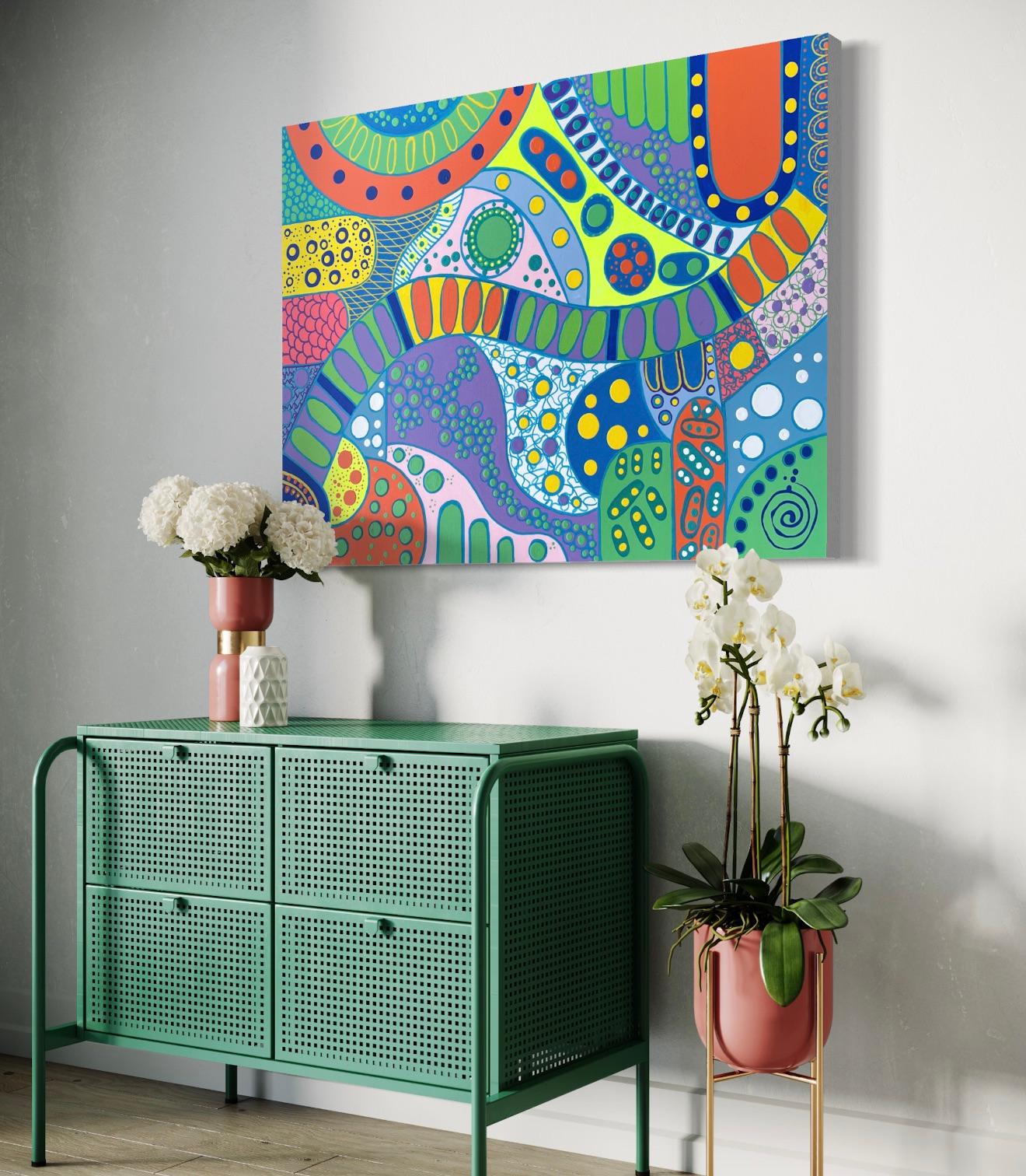 'Paths' by Lori Poncsak - Contemporary Colorful Palette Geometric Abstract Art For Sale 9