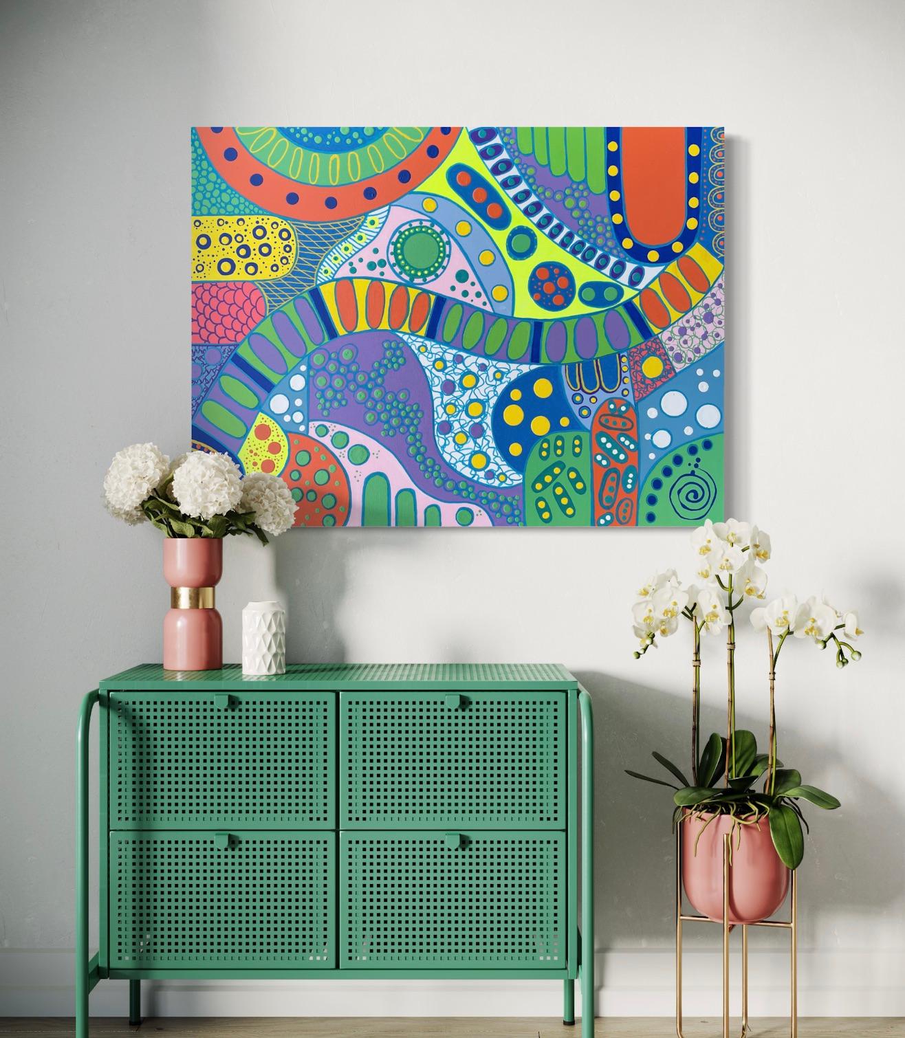 'Paths' by Lori Poncsak - Contemporary Colorful Palette Geometric Abstract Art For Sale 3