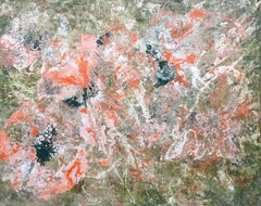 „ Mohnblumenfelder“ von Lori Poncsak – Orange und Grüner, leuchtender abstrakter Expressionismus