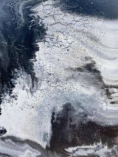 'Sea Spray' by Lori Poncsak - Black, Gray, and White Marble Abstract Painting