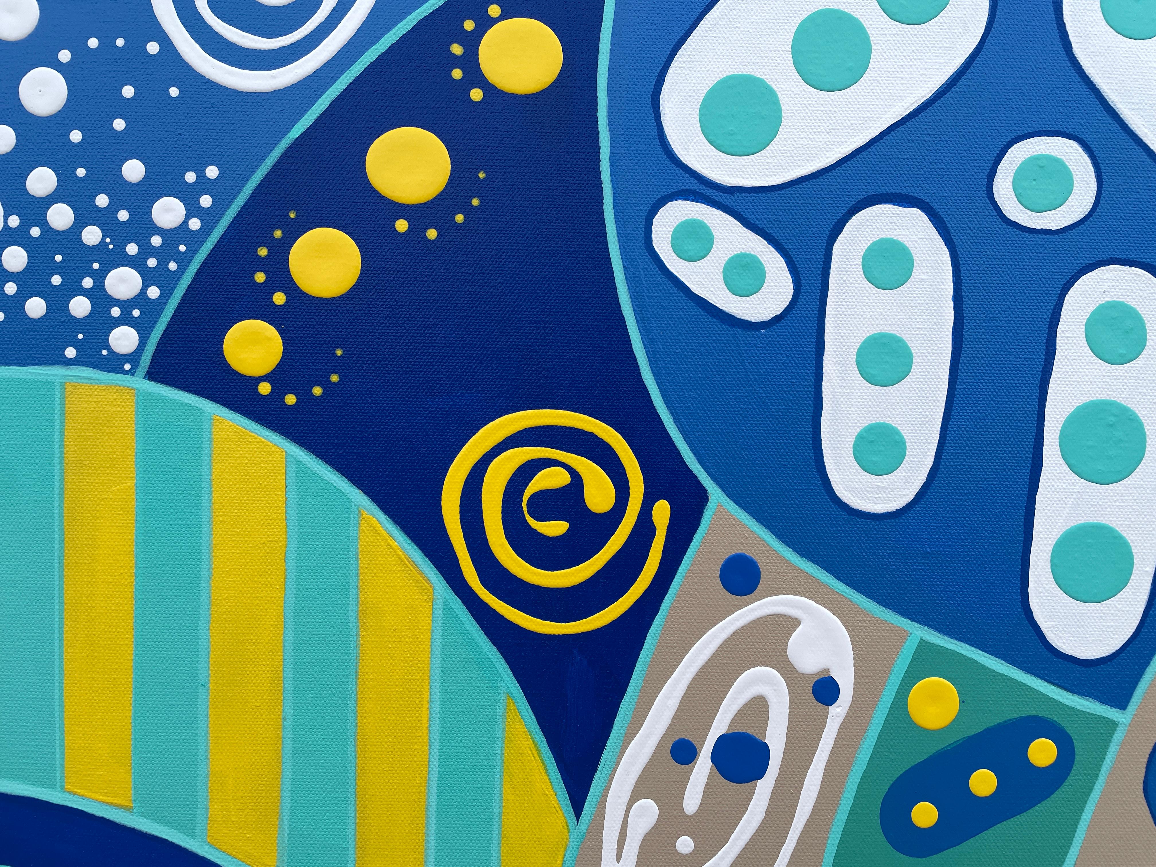 'Spiral Paths' by Lori Poncsak - Vibrant Geometric Abstract - Intricate Patterns For Sale 3
