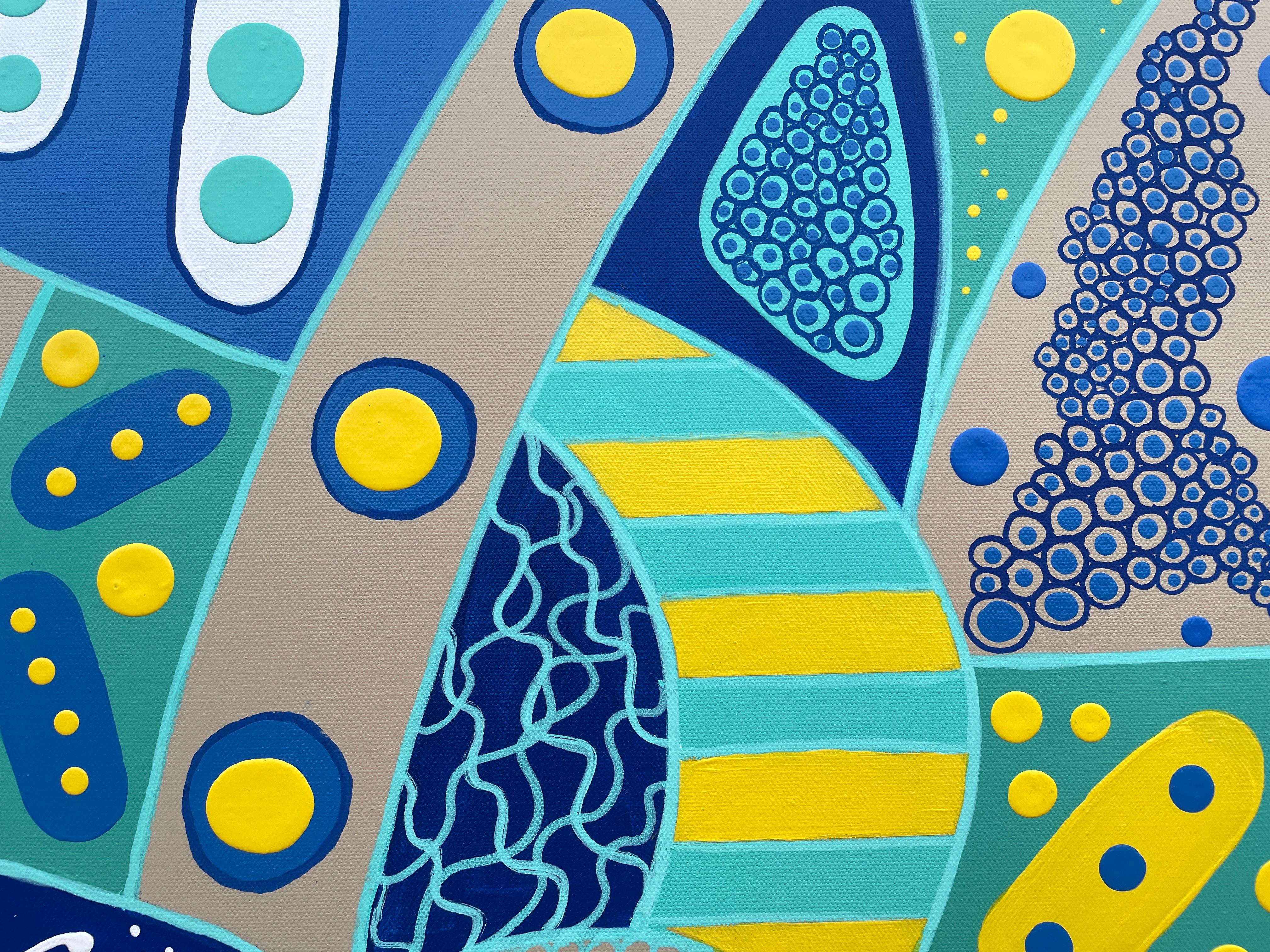 'Spiral Paths' by Lori Poncsak - Vibrant Geometric Abstract - Intricate Patterns For Sale 4