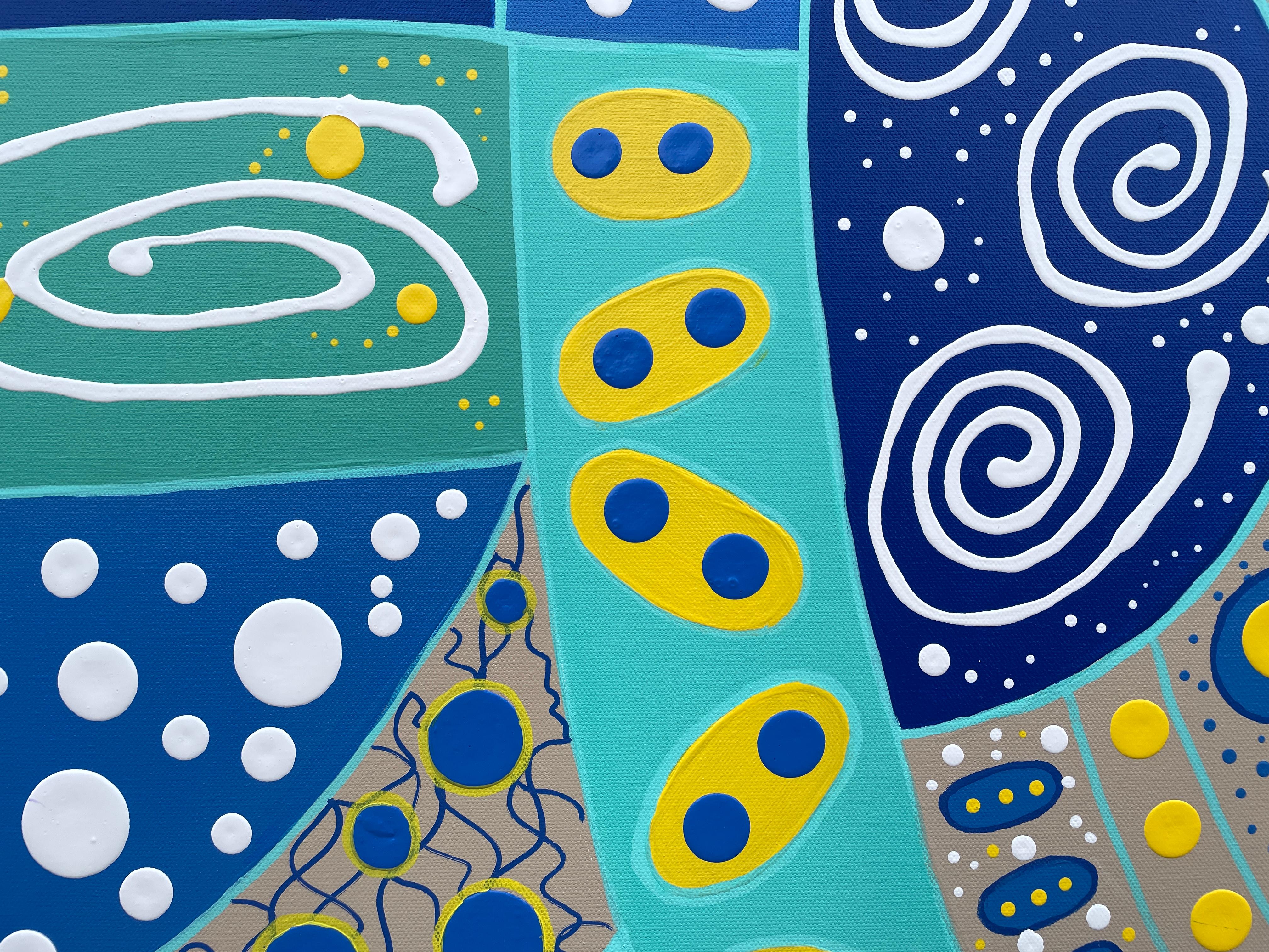 'Spiral Paths' by Lori Poncsak - Vibrant Geometric Abstract - Intricate Patterns For Sale 5