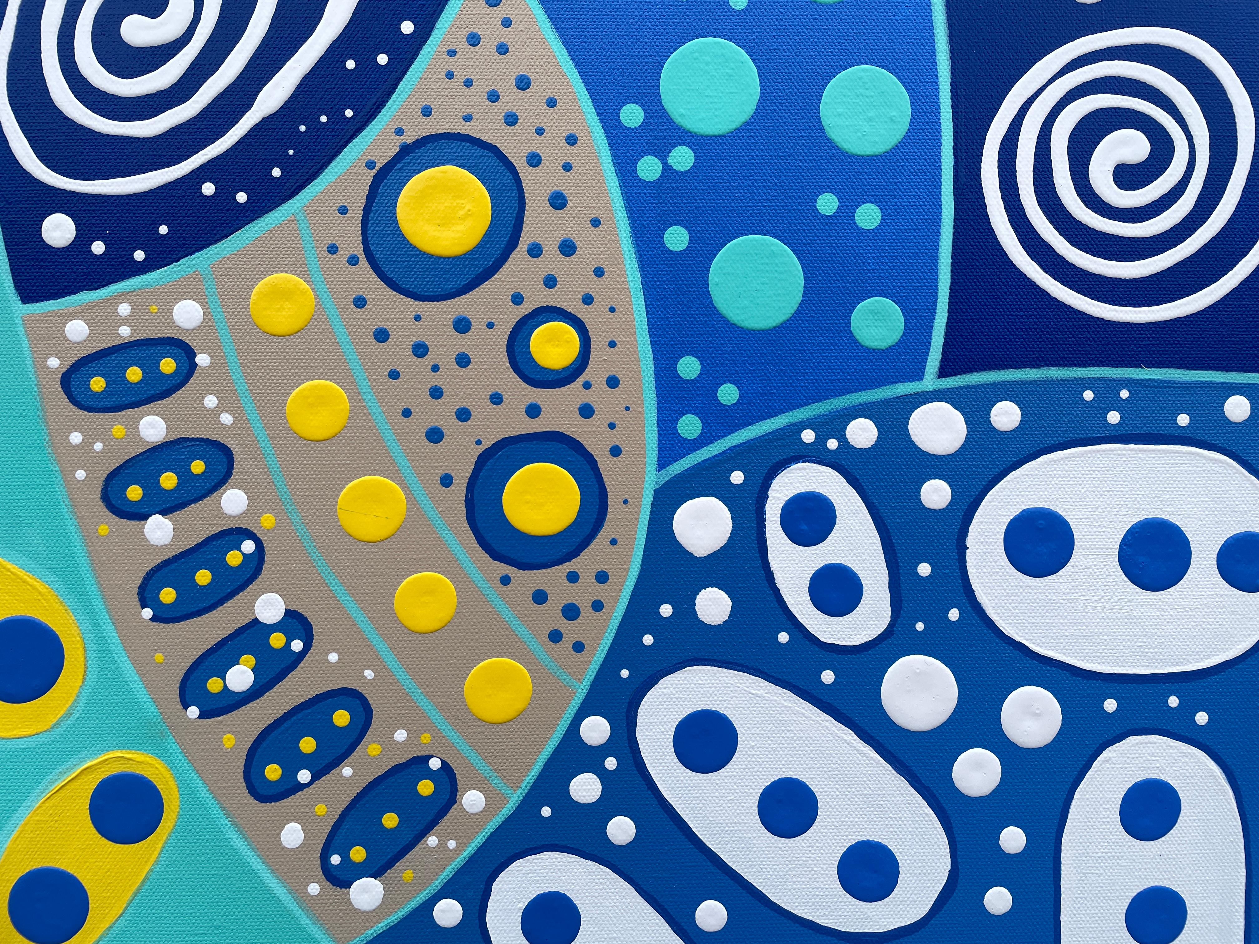 'Spiral Paths' by Lori Poncsak - Vibrant Geometric Abstract - Intricate Patterns For Sale 6