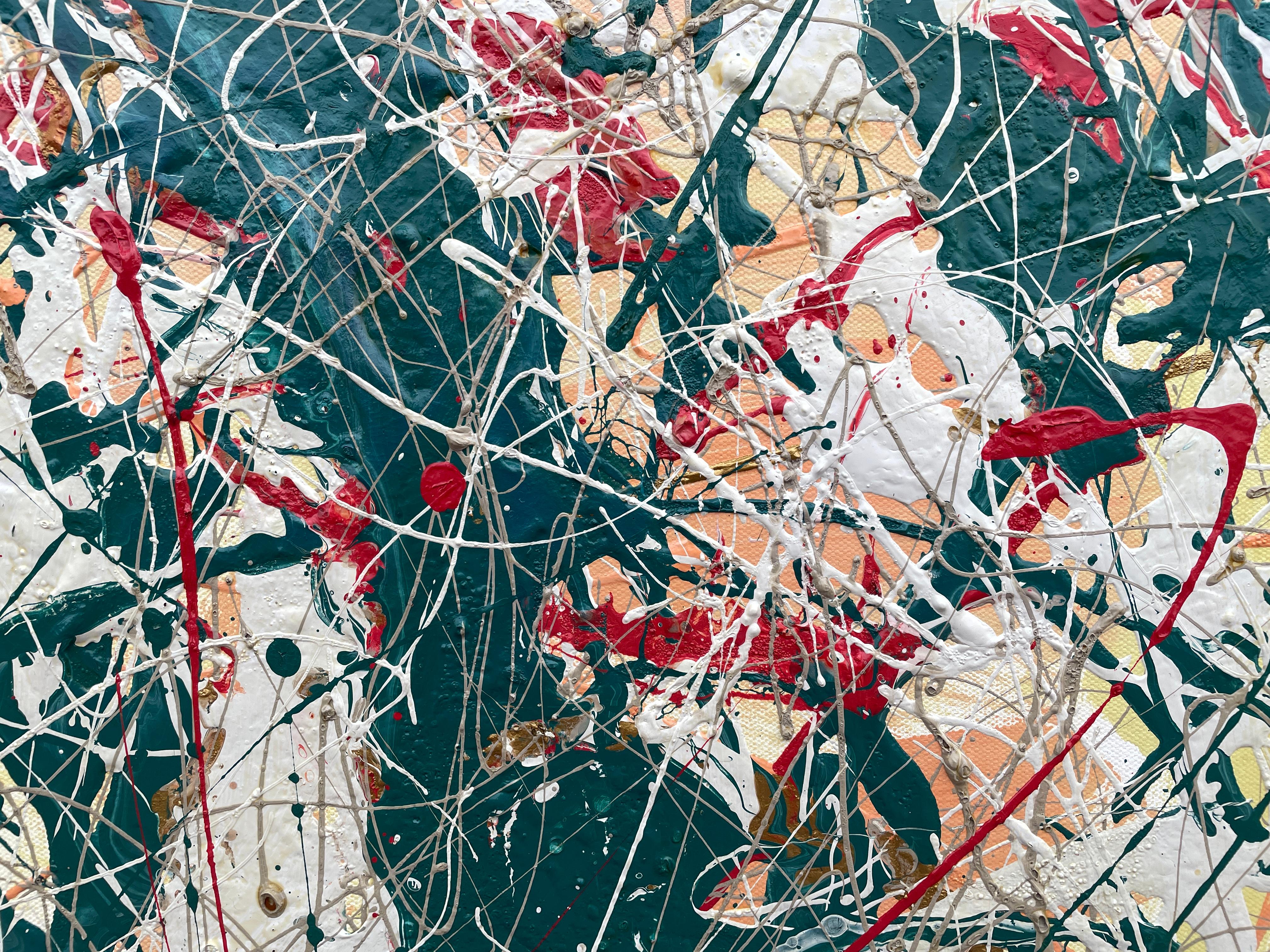 Sur La Foret' par Lori Poncsak - Abstrait contemporain jaune, vert et rouge en vente 4
