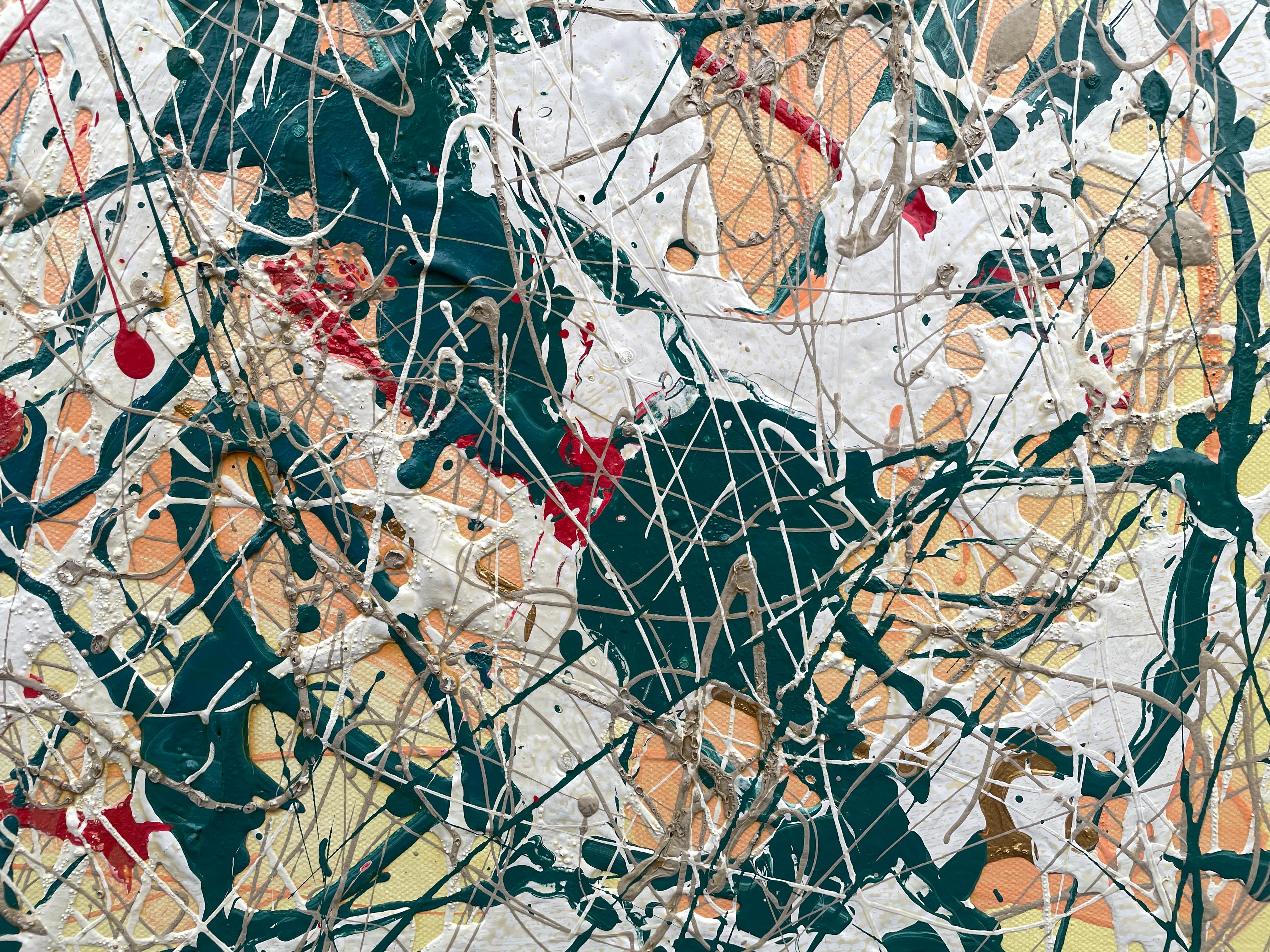 Sur La Foret' par Lori Poncsak - Abstrait contemporain jaune, vert et rouge en vente 6