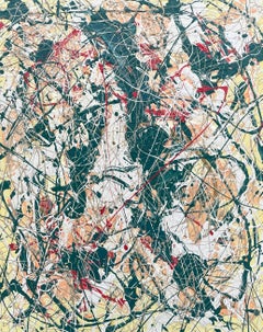 'Sur La Foret' by Lori Poncsak - Red, Green, and Yellow Abstract Expressionism