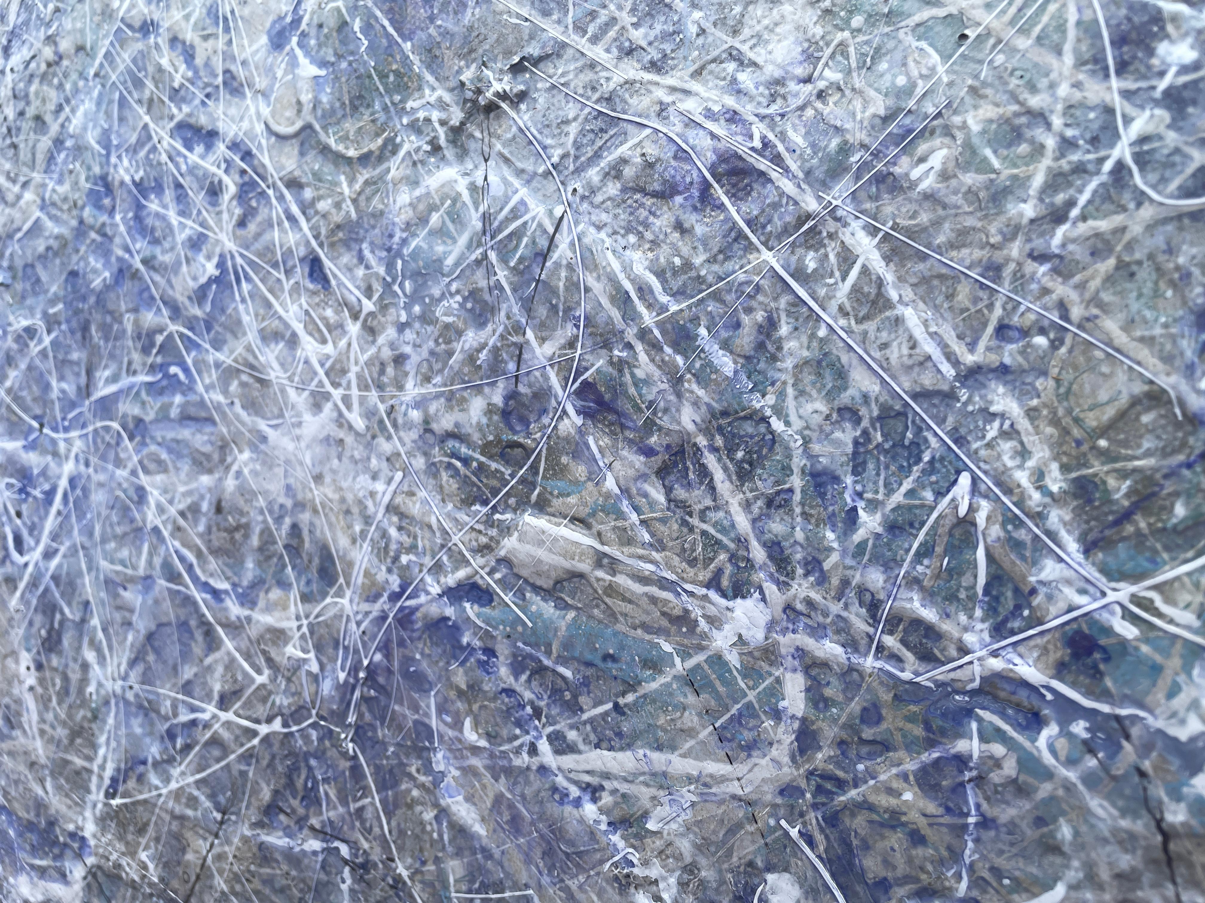 'Tranquility Too' by Lori Poncsak - Contemporary Muted Splatter Abstract Art For Sale 5