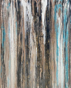 'Turquoise Bark' by Lori Poncsak - Large Abstract Acrylic Painting on Canvas