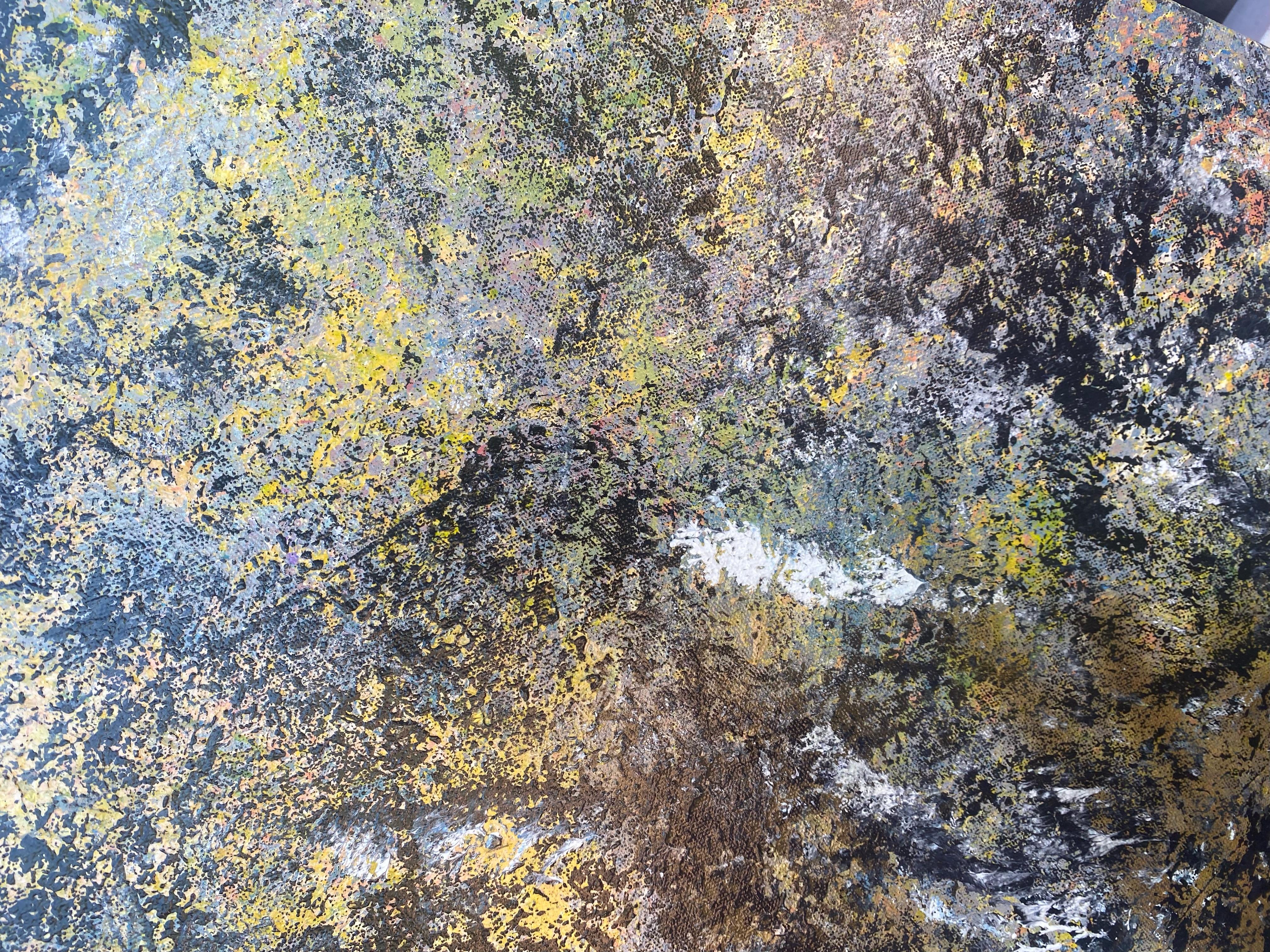 'Waterfalls' by Lori Poncsak - Vibrant Contemporary Abstract in Blue and Yellow For Sale 3