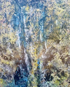 'Waterfalls' by Lori Poncsak - Vibrant Contemporary Abstract in Blue and Yellow