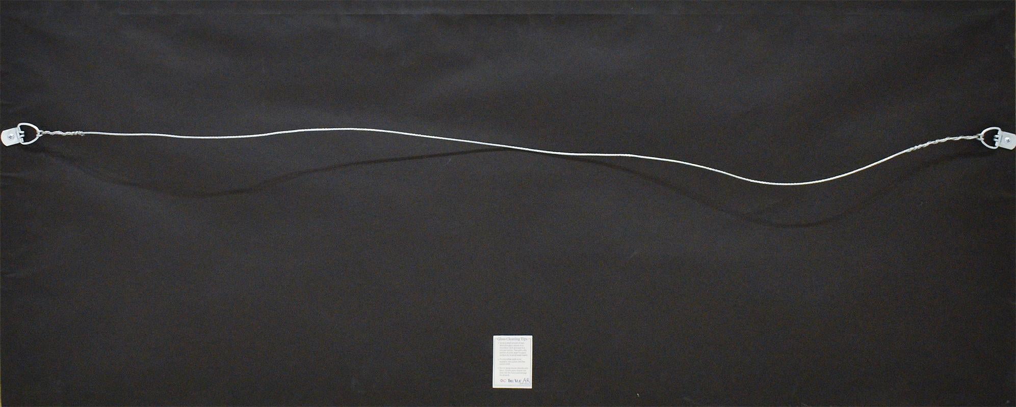 Photographie horizontale en triptyque d'une nature morte d'oiseaux noirs, de fleurs blanches et d'un zodiaque mural en marbre carrelé
