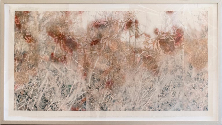 Stained Silk (Delusional Flowers) : Floral Abstract Photograph on Handmade Paper For Sale 1
