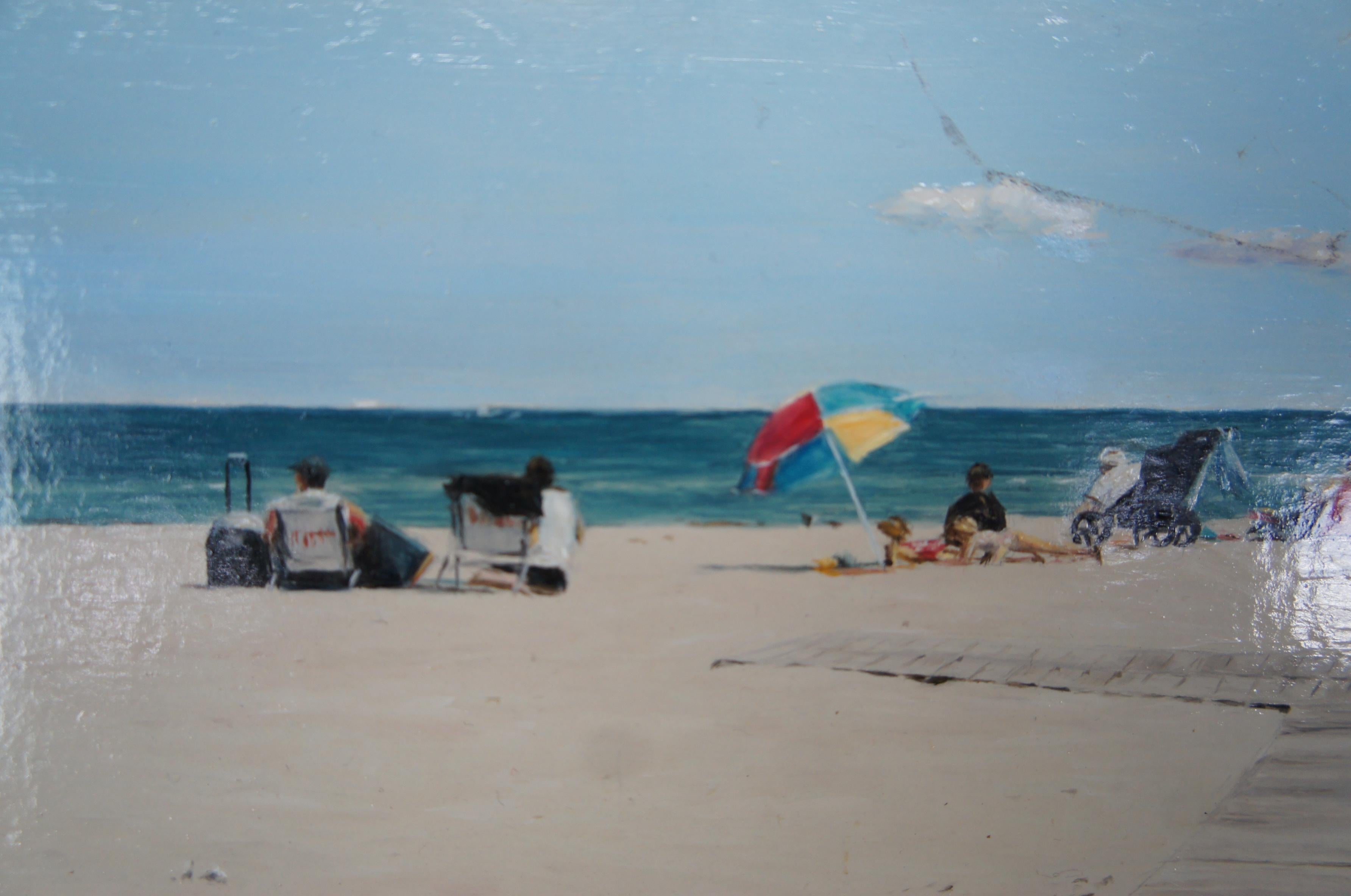 Lori Zummo Jetties Afternoon Nantucket Beach Oil Painting on Board In Good Condition In Dayton, OH
