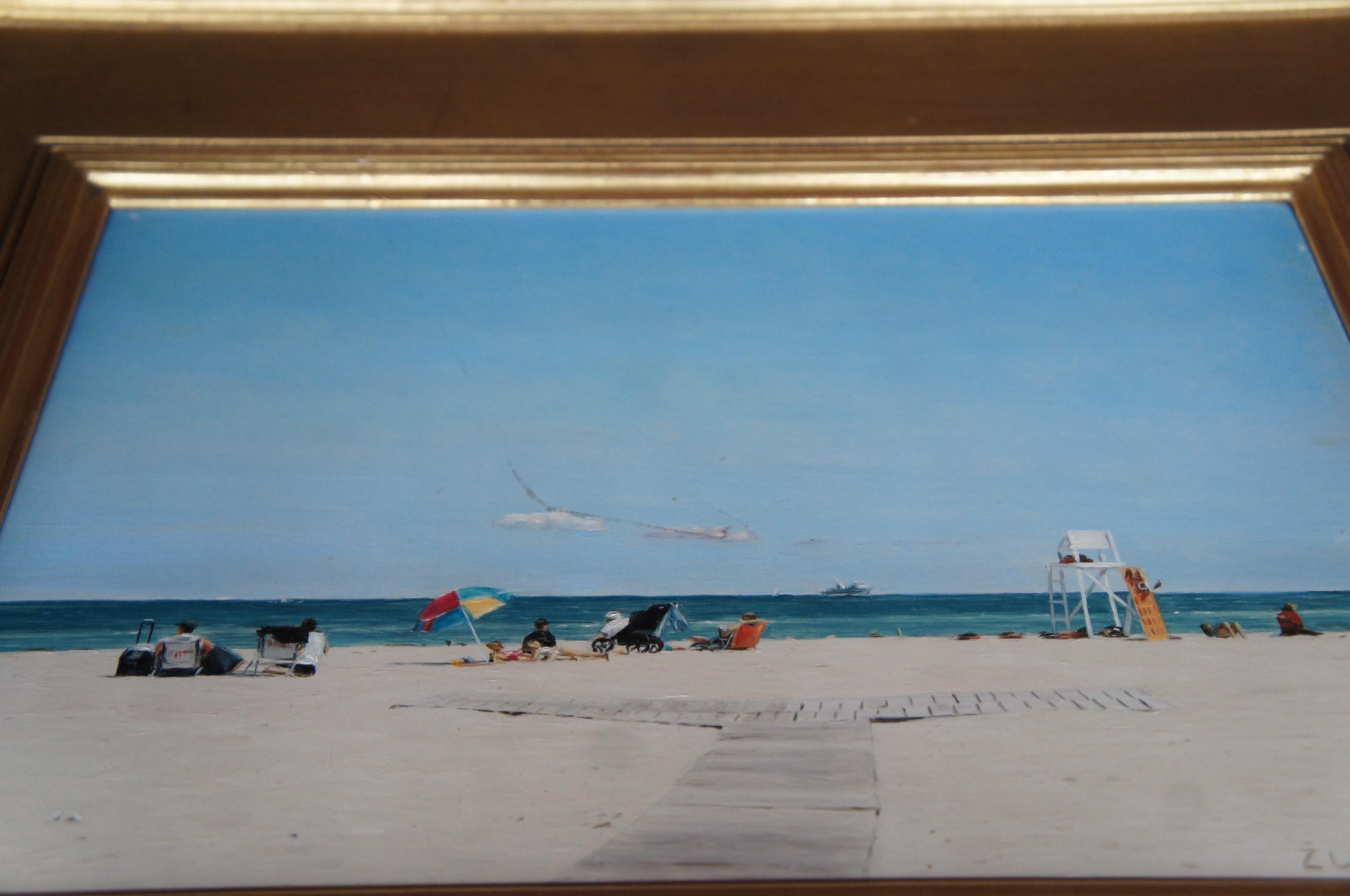 Lori Zummo Jetties Afternoon Nantucket Beach Oil Painting on Board 1