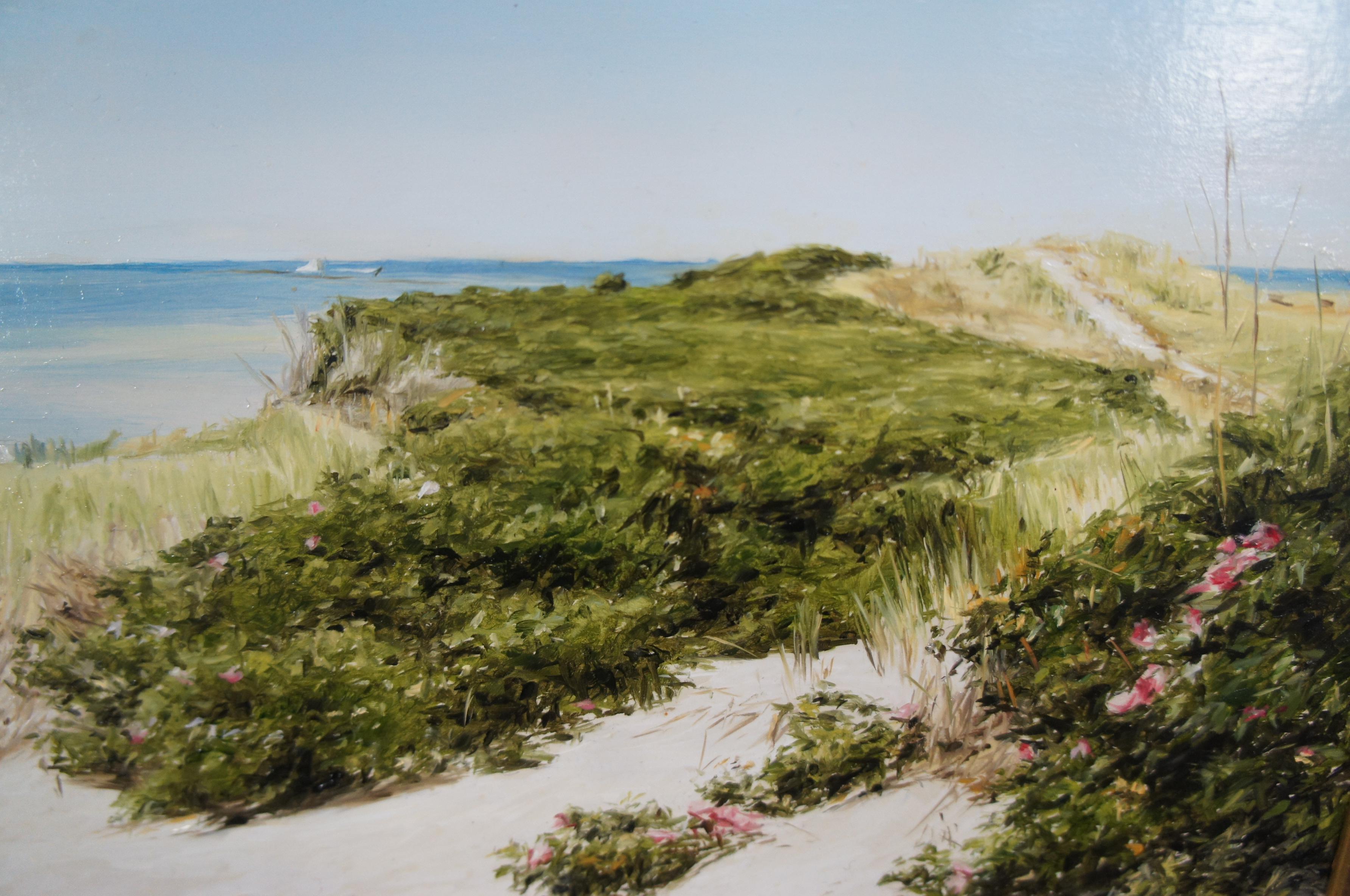 Lori Zummo Steps Beach Dunes Nantucket Seascape Oil on Board Painting For Sale 7