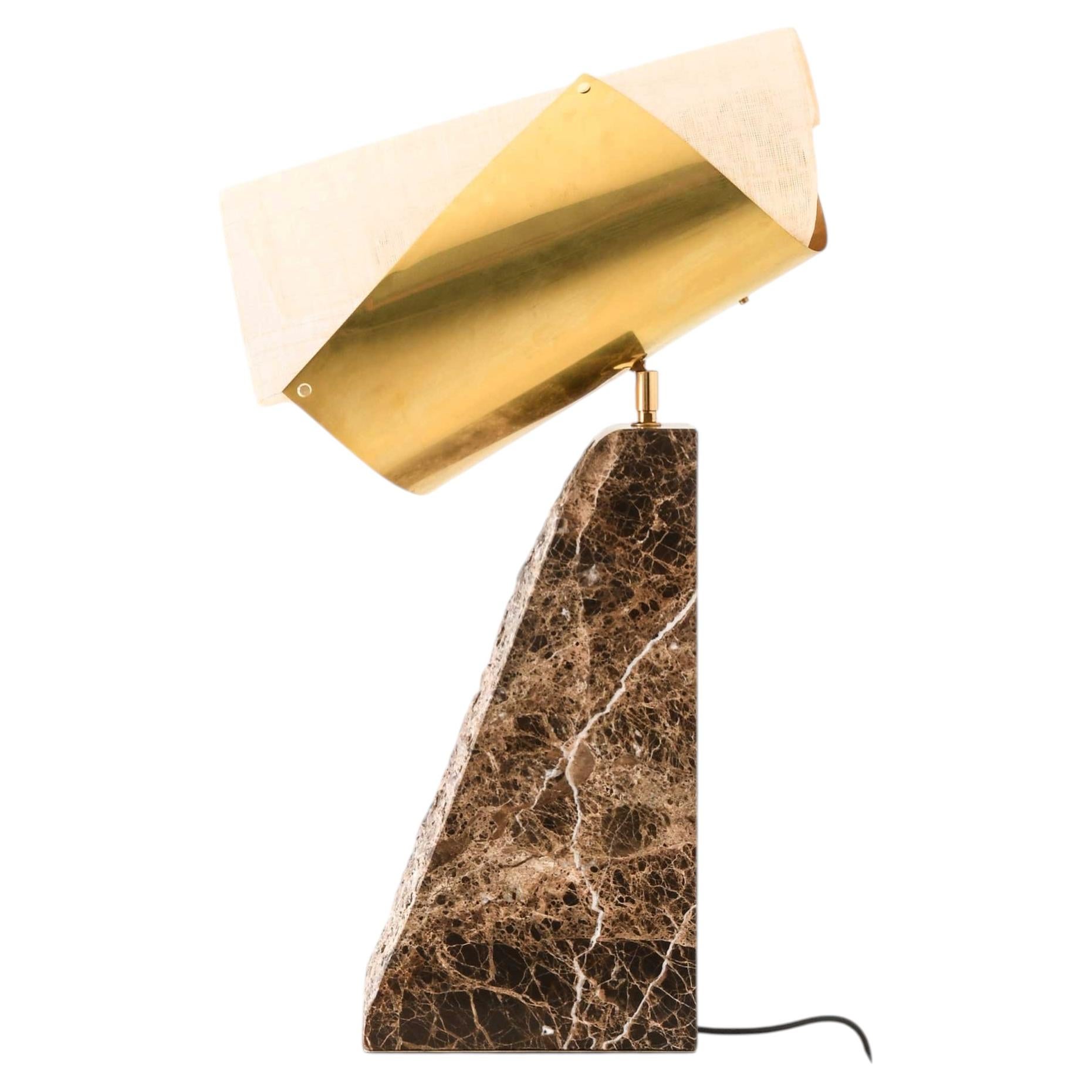 Lorian Table Lamp in Brass, Fabric and Marble by Erik Bratsberg, 2021