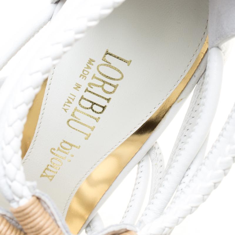 Loriblu Bijoux White Leather Crystal Embellished Strappy Sandals Size 38 3
