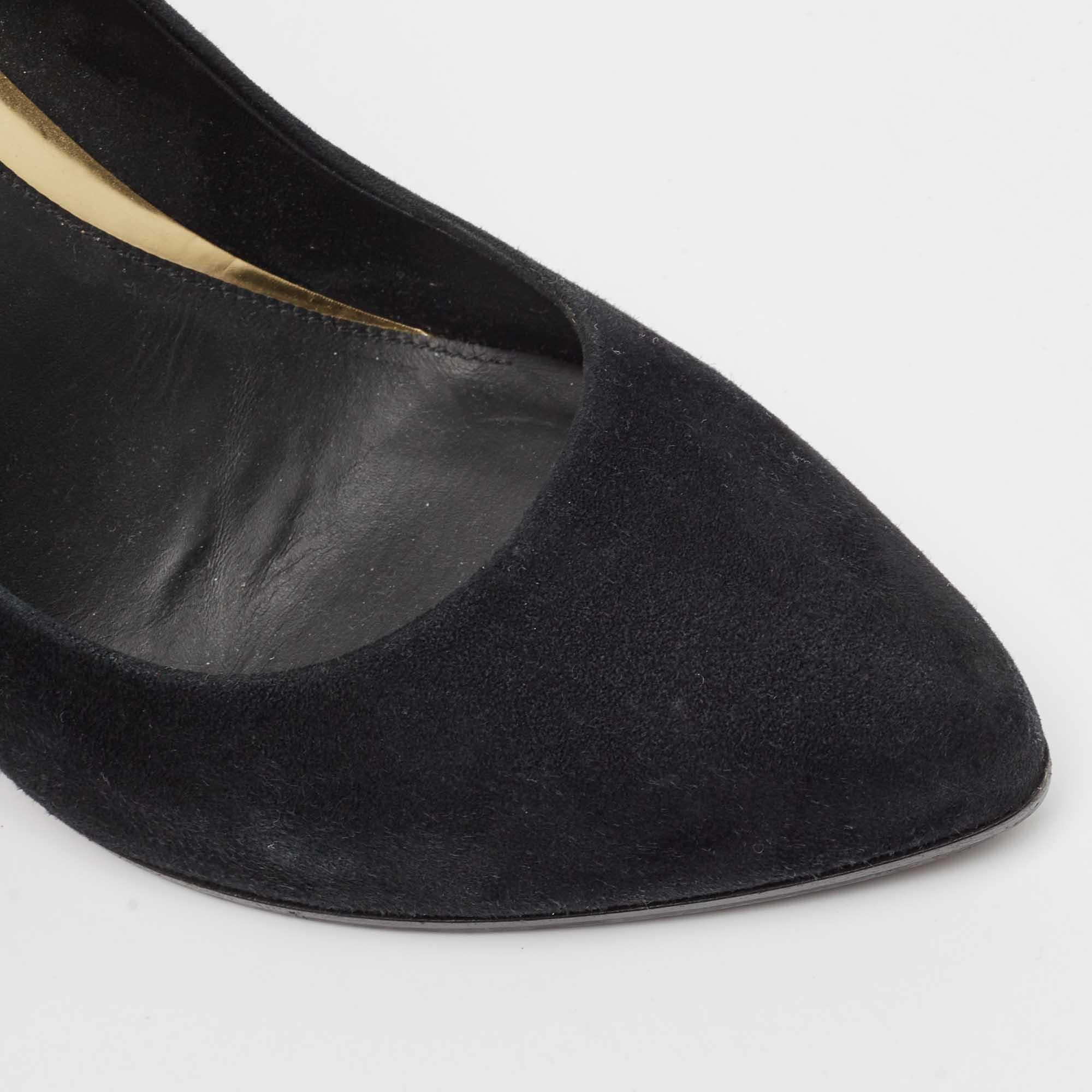 Loriblu Escarpins à bouts ronds en poils de veau et daim noir Taille 38 2