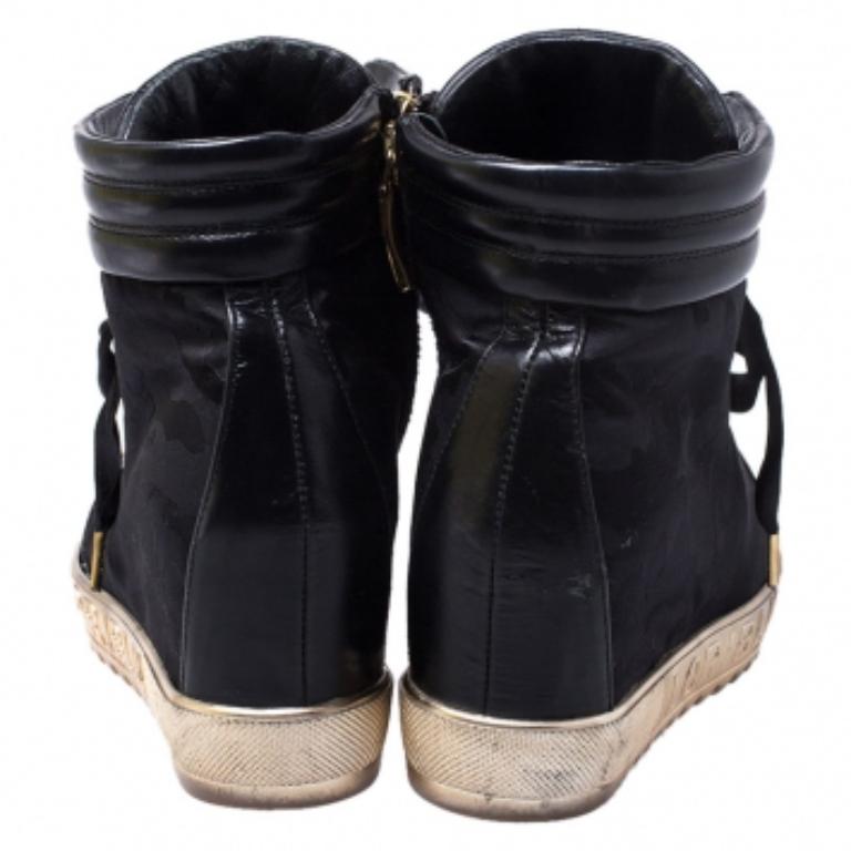 De las mujeres Loriblu Zapatillas de cuña con cordones de piel y nailon negras talla 36 en venta