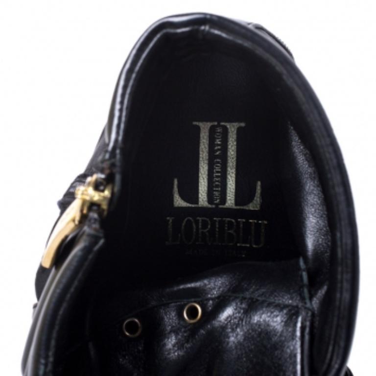 Loriblu Zapatillas de cuña con cordones de piel y nailon negras talla 36 en venta 2