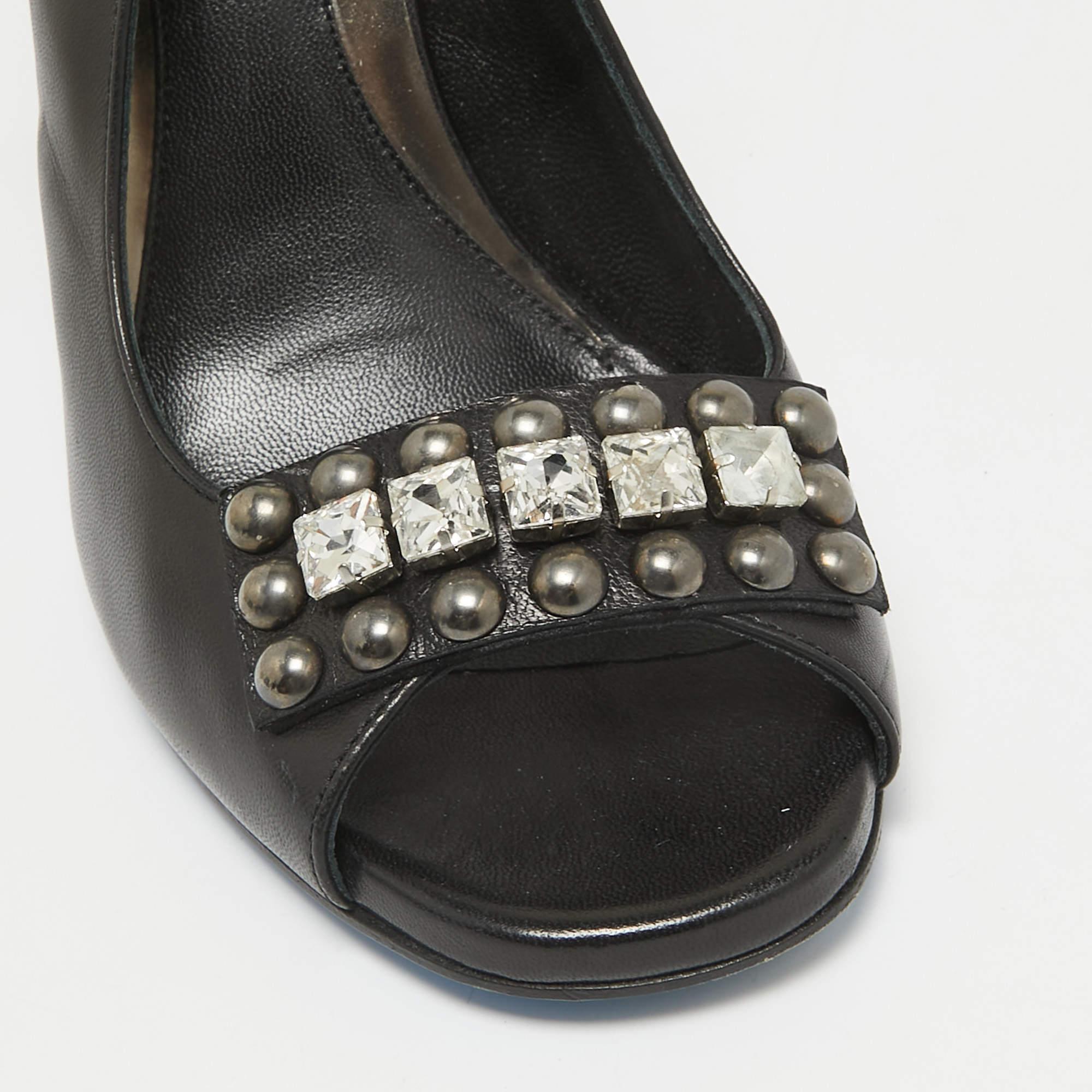 Loriblu escarpins à bout ouvert ornés de cristaux noirs, taille 40 en vente 2