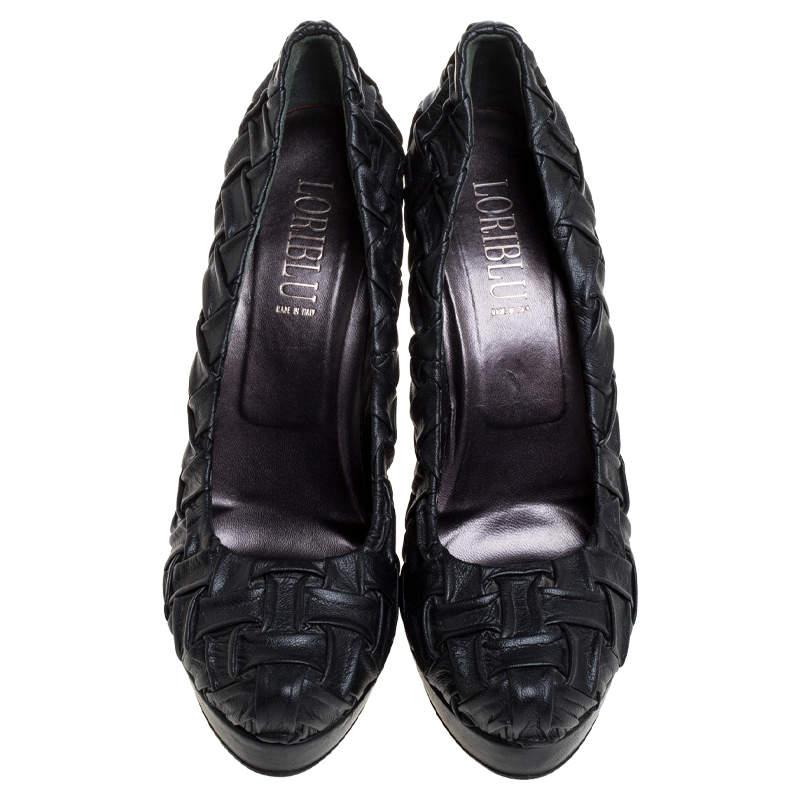 Noir Loriblu Cuir noir - Pompes à plateforme à bout rond - Taille 40 en vente