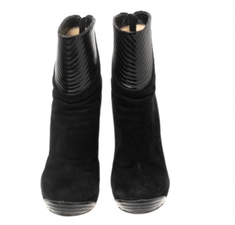 Loriblu Black Suede and Leather Ankle Boots Size 37 Bon état - En vente à Dubai, Al Qouz 2