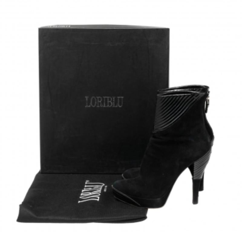 Loriblu Black Suede and Leather Ankle Boots Size 37 en vente 1