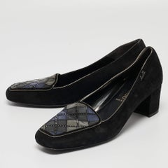 Loriblu Black Suede Block Heel Loafer Pumps Size 39