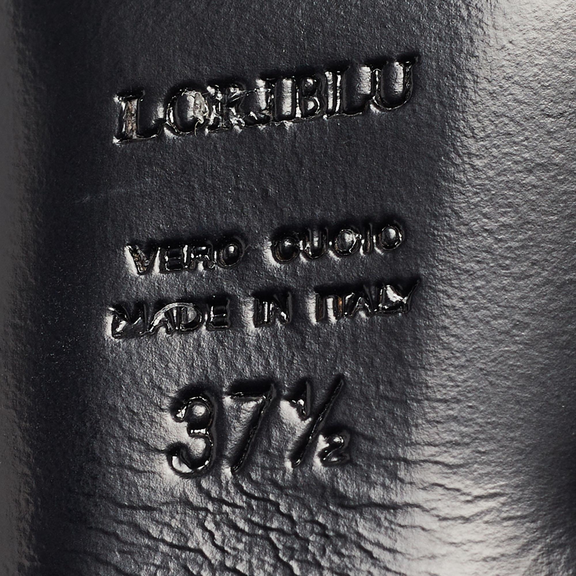 Loriblu Black Suede Embroidered Knee Length Platform Boots Size 37.5 For Sale 4