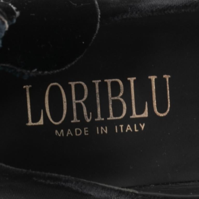 Loriblu Black Velvet Flower Applique Pumps Size 40 For Sale 1