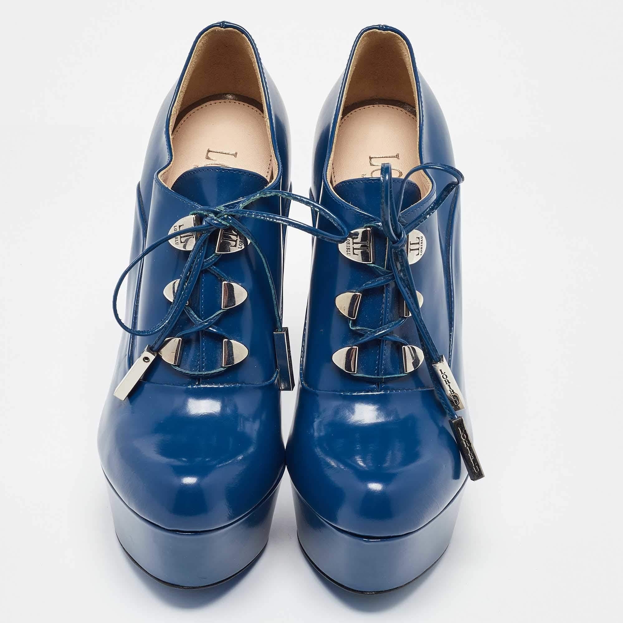 Loriblu Botines de charol azul talla 37 Azul en venta